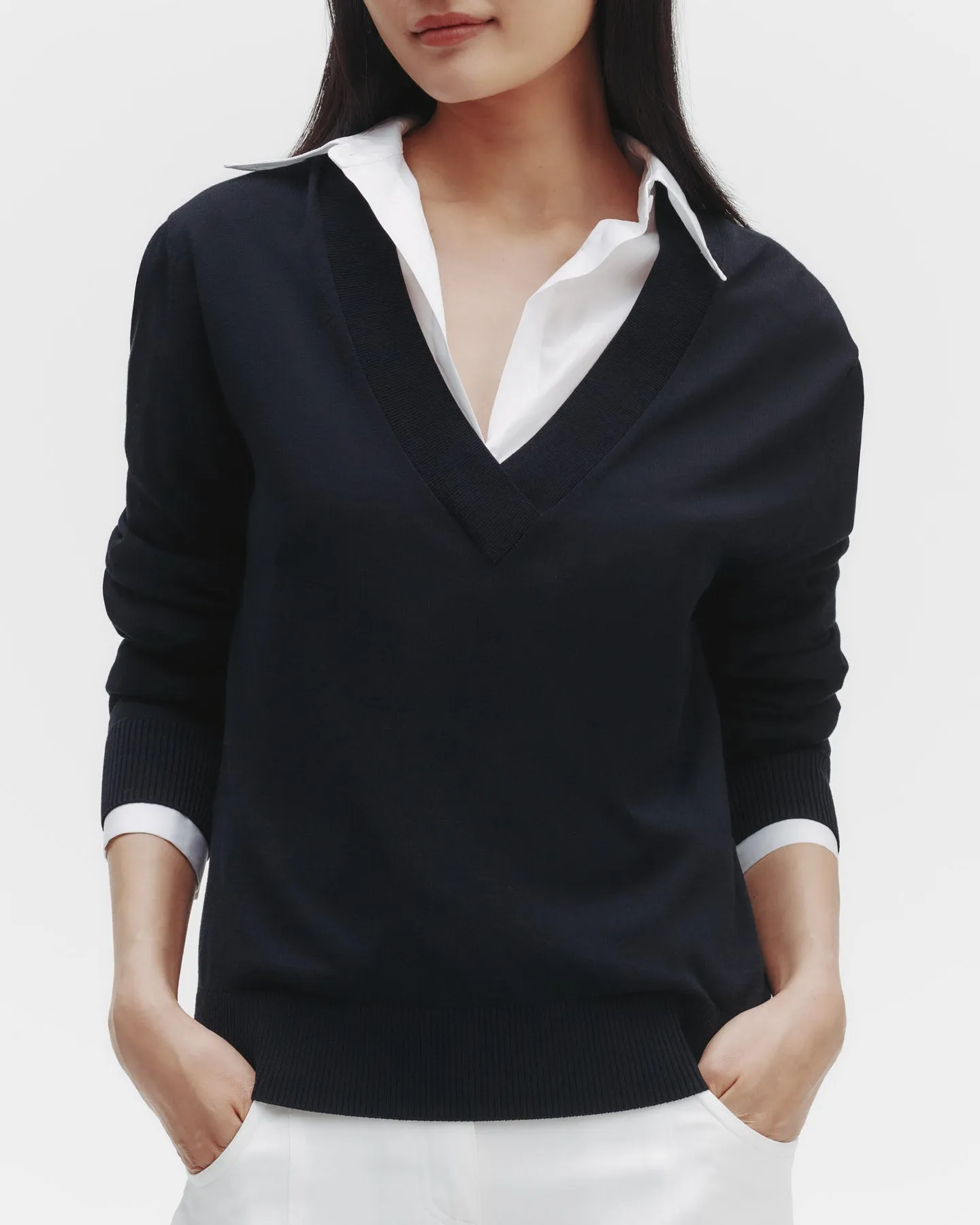 Perfect Deep V Sweater in Cotton Viscose sold by TWP CLOTHING product image thumbnail 2