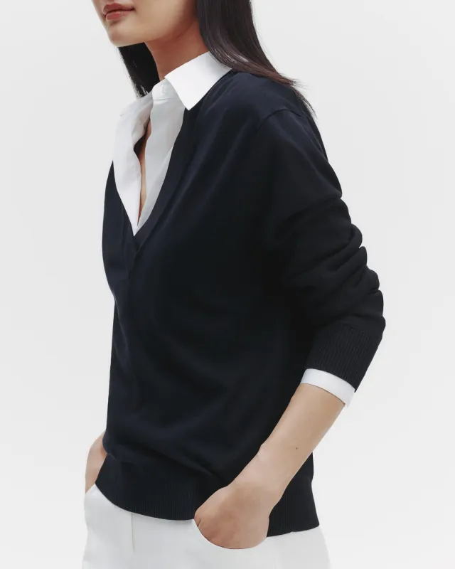 Perfect Deep V Sweater in Cotton Viscose sold by TWP CLOTHING