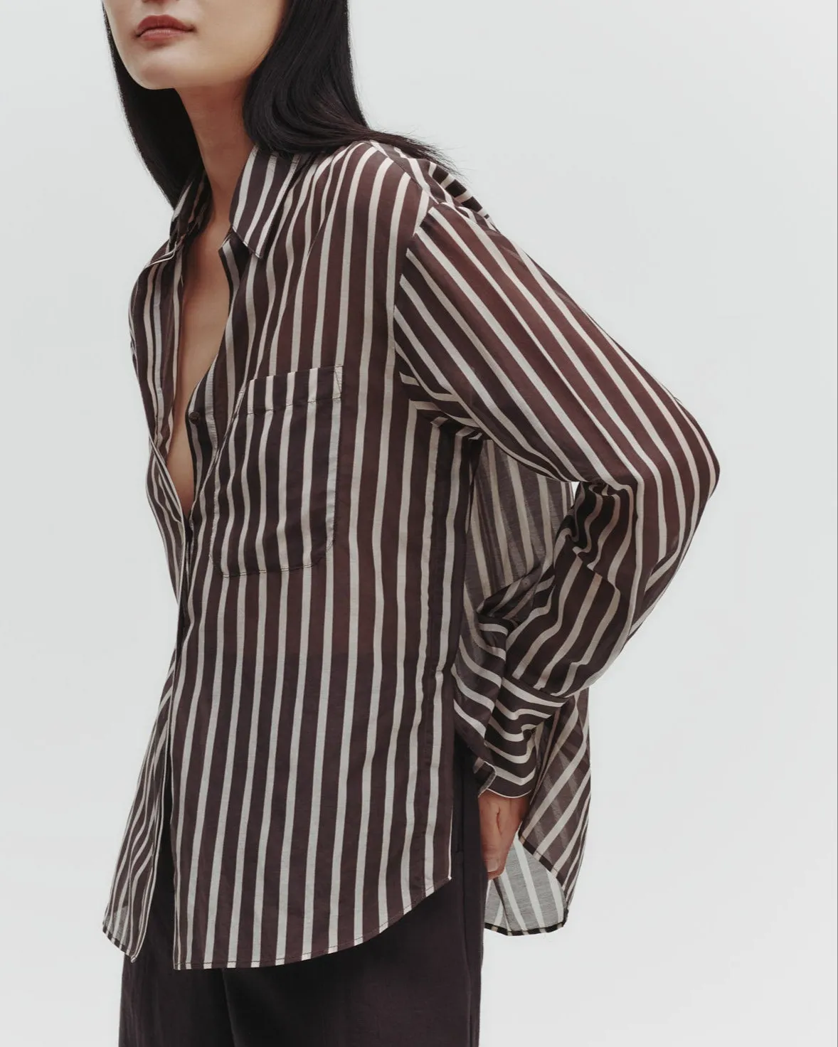 Joey Shirt in Washed Silk Voile sold by TWP CLOTHING