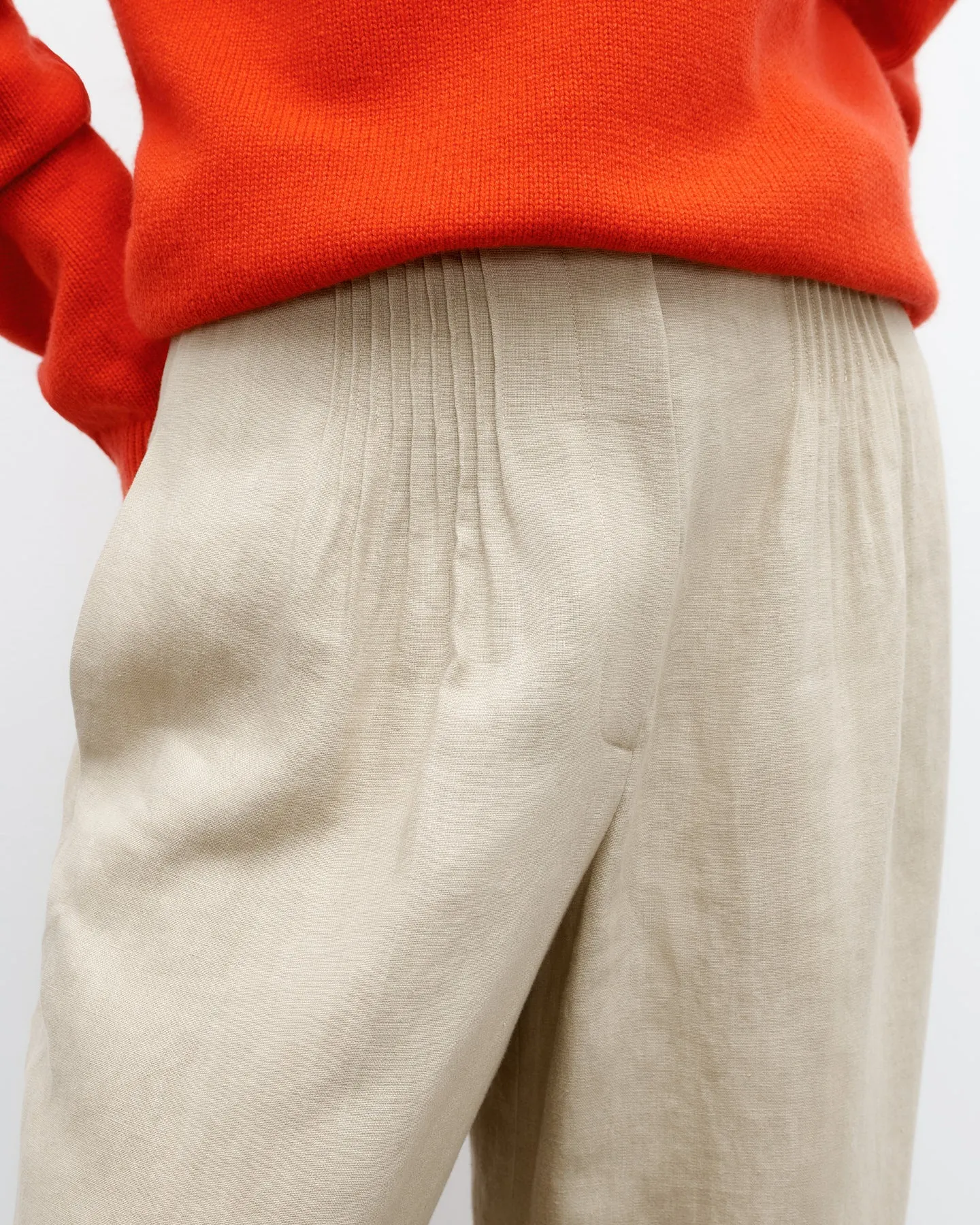 Mini Pleat Trouser in Washed Linen Suiting sold by TWP CLOTHING product image thumbnail 3