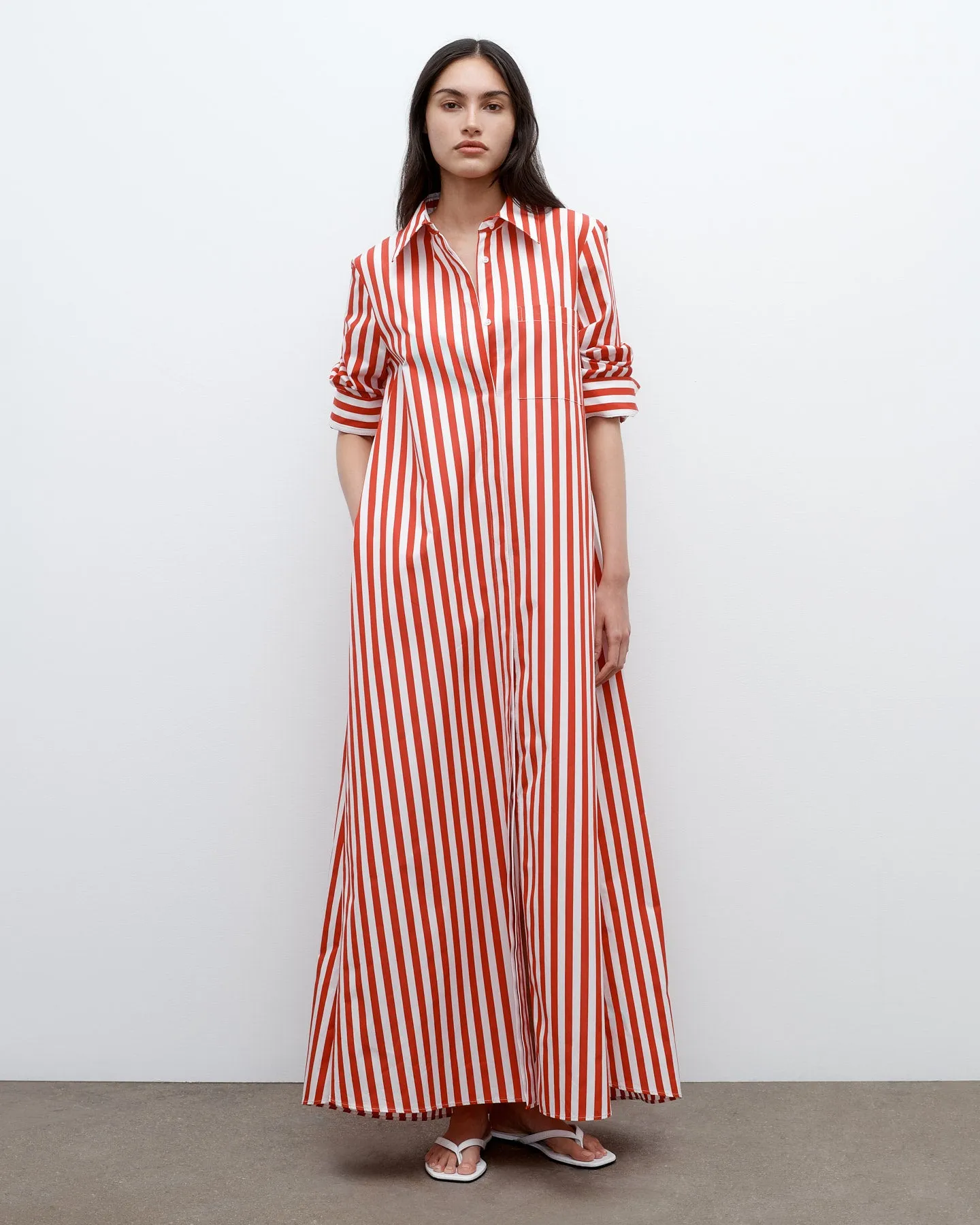 Jenny's Gown in Boardwalk Cotton Stripe sold by TWP CLOTHING