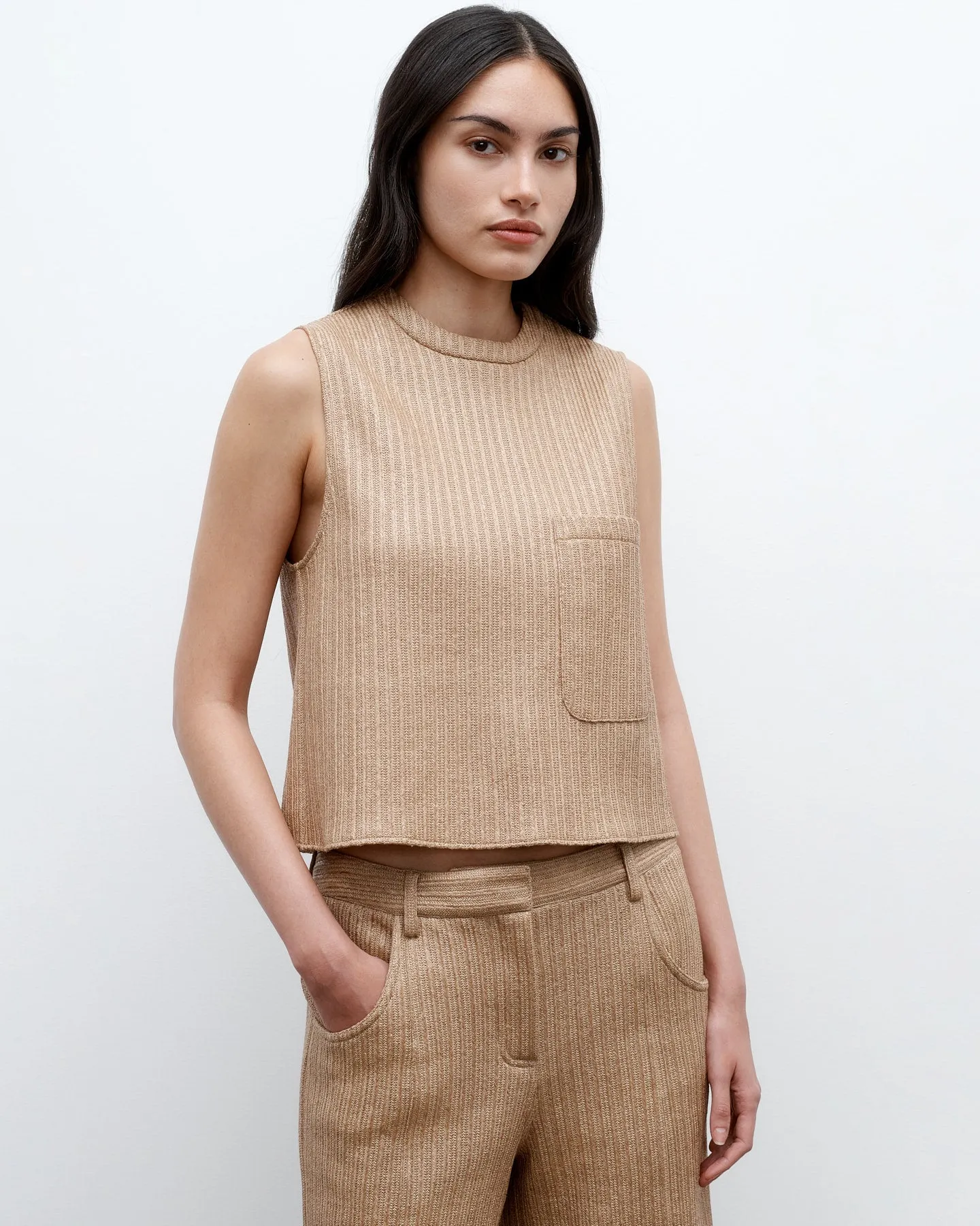 Cropped Muscle Tank in Soft Cotton Raffia sold by TWP CLOTHING