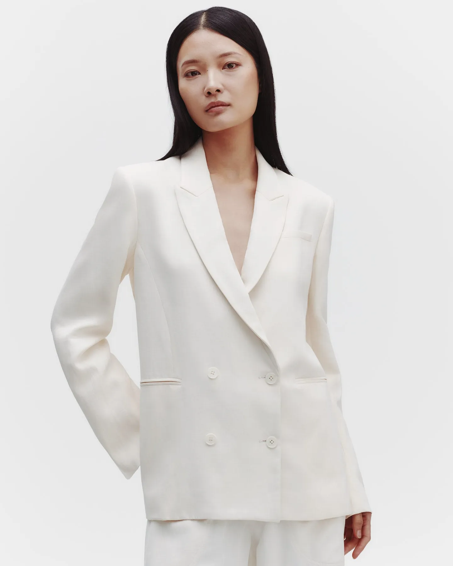 Tabitha Blazer in Coated Viscose Linen sold by TWP CLOTHING