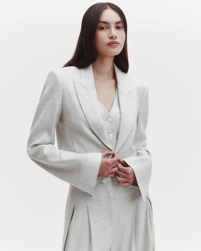 Blazer with Pleat Placket in Linen Viscose sold by TWP CLOTHING