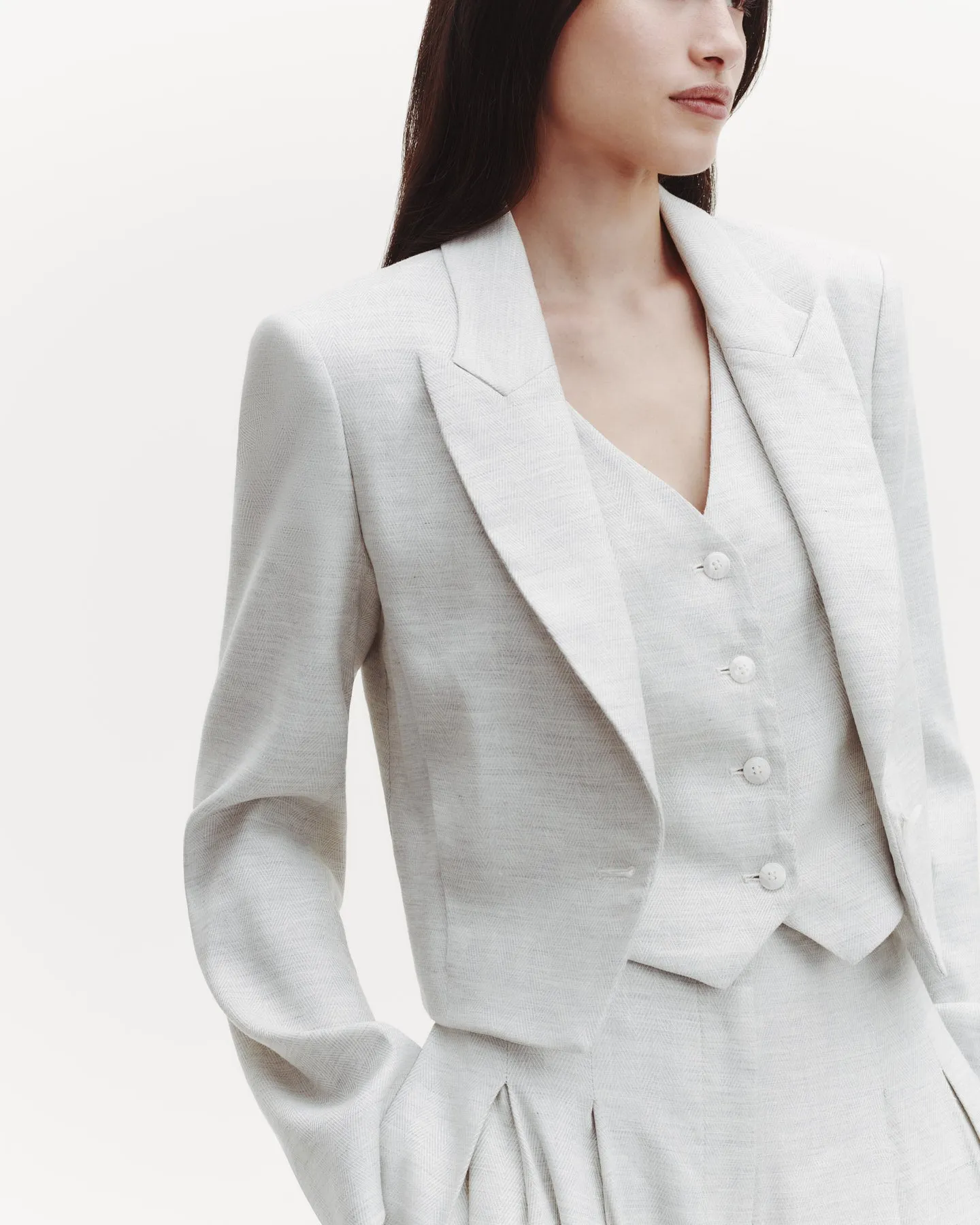 Blazer with Pleat Placket in Linen Viscose sold by TWP CLOTHING product image thumbnail 3