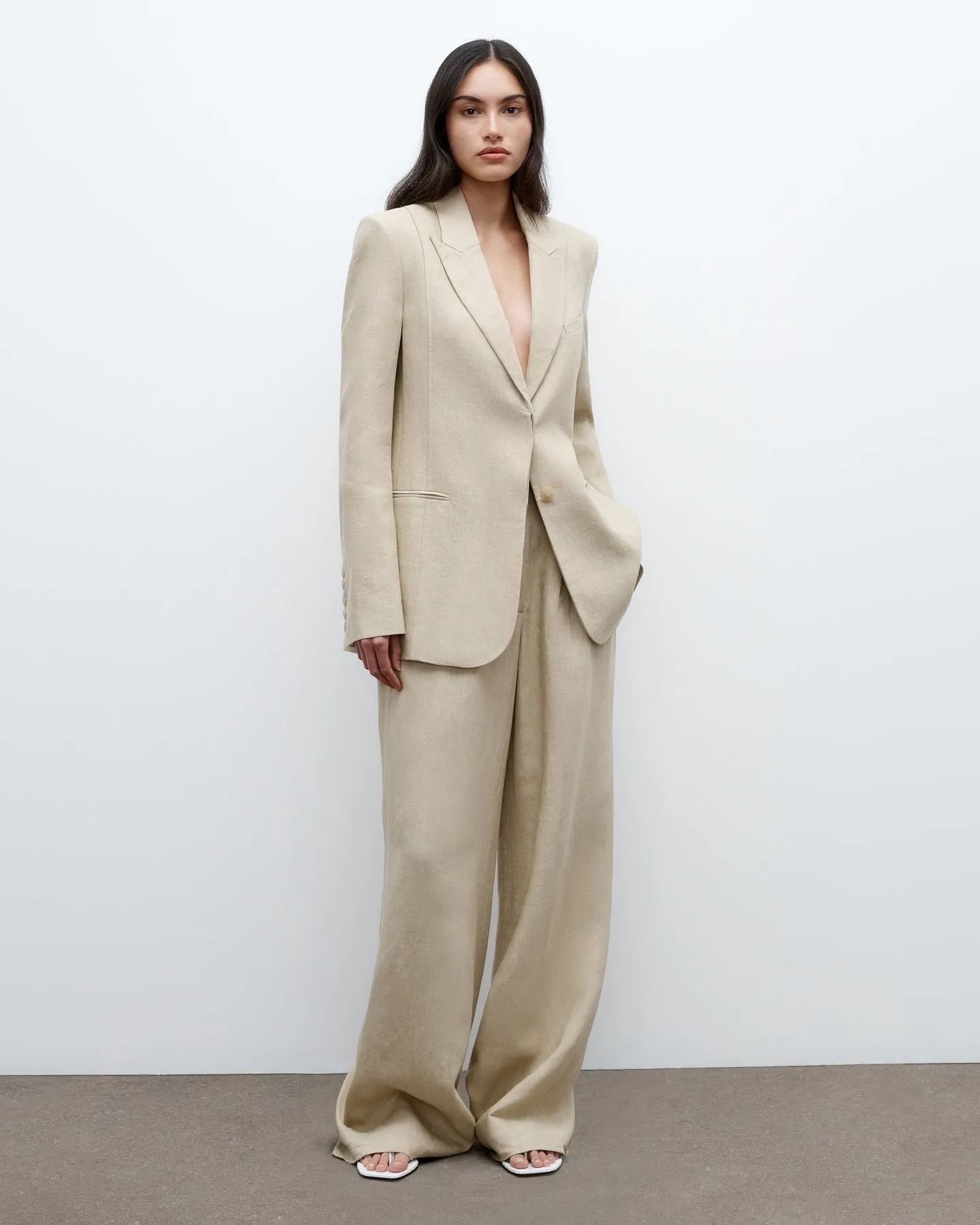 Morgan's Blazer in Washed Linen Suiting sold by TWP CLOTHING