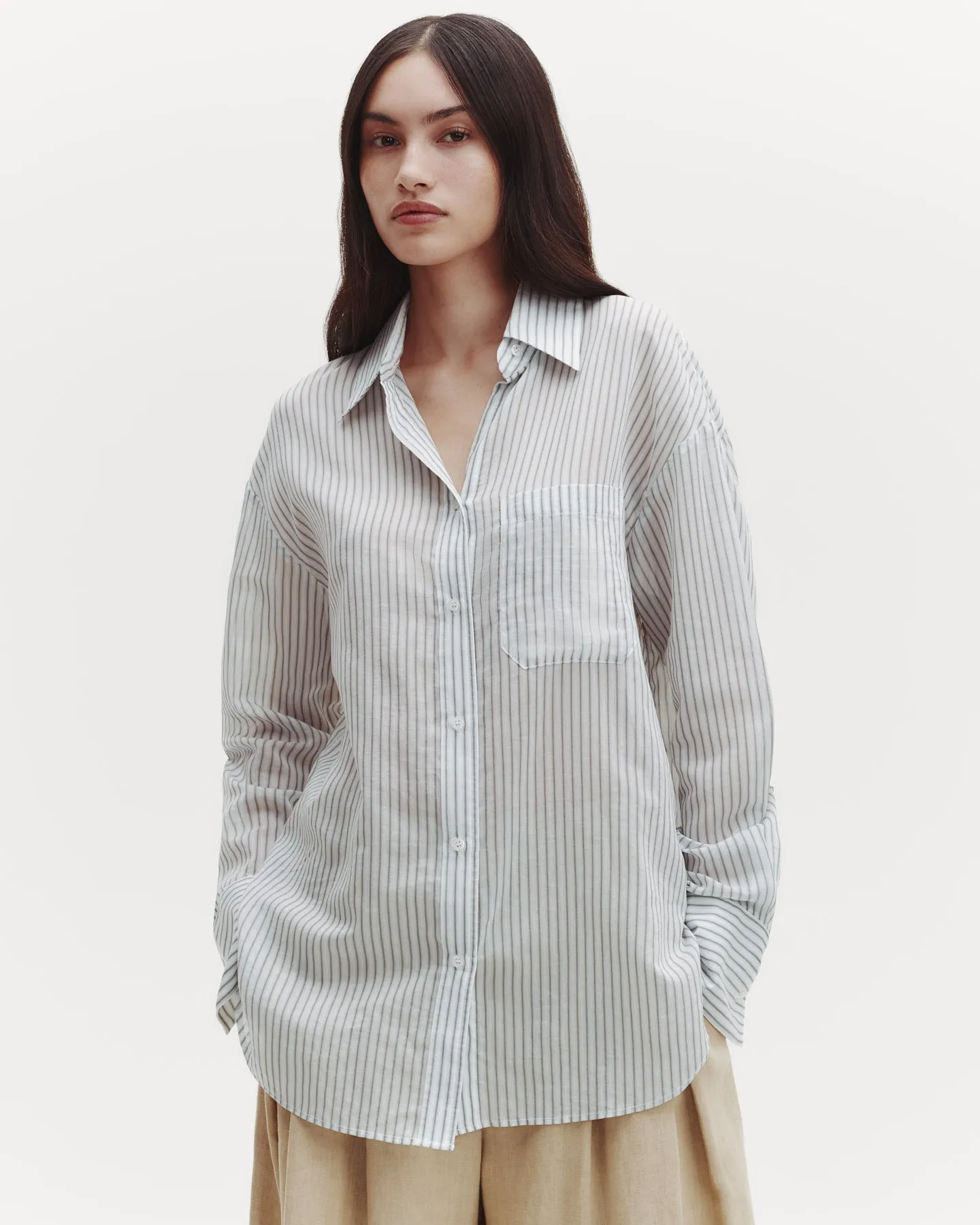 Big Joe Shirt in Cotton Silk Barre Stripe sold by TWP CLOTHING