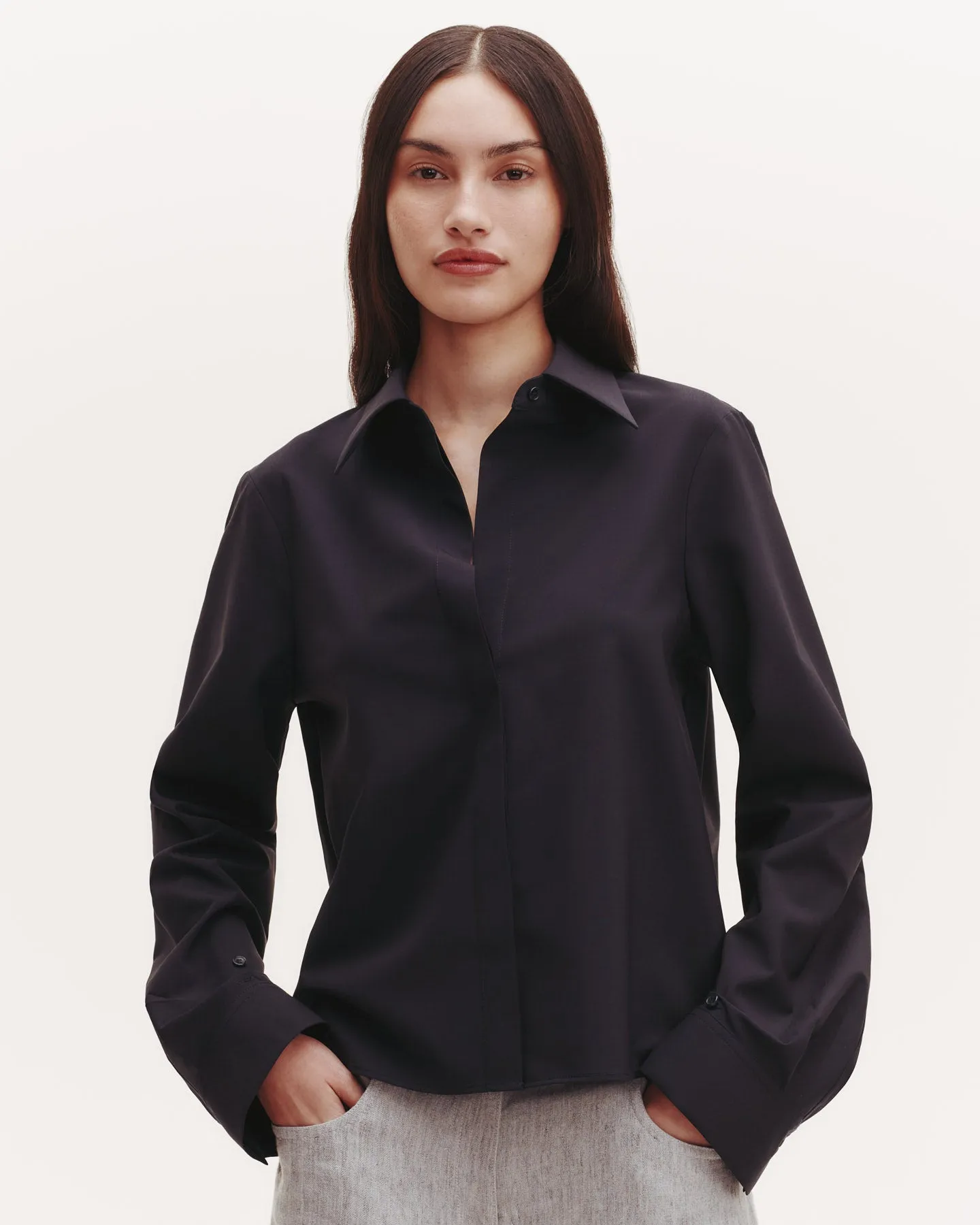 Button Me Up Top in Ultrafine Stretch Suiting sold by TWP CLOTHING product image thumbnail 2