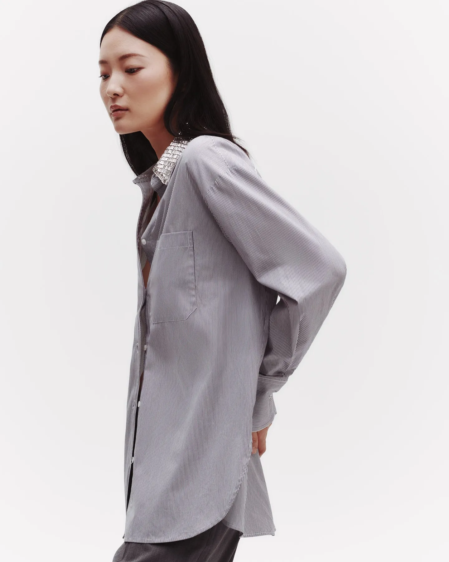 Big Joe Shirt With Crystal Collar in Faubourg Stripe sold by TWP CLOTHING product image thumbnail 4