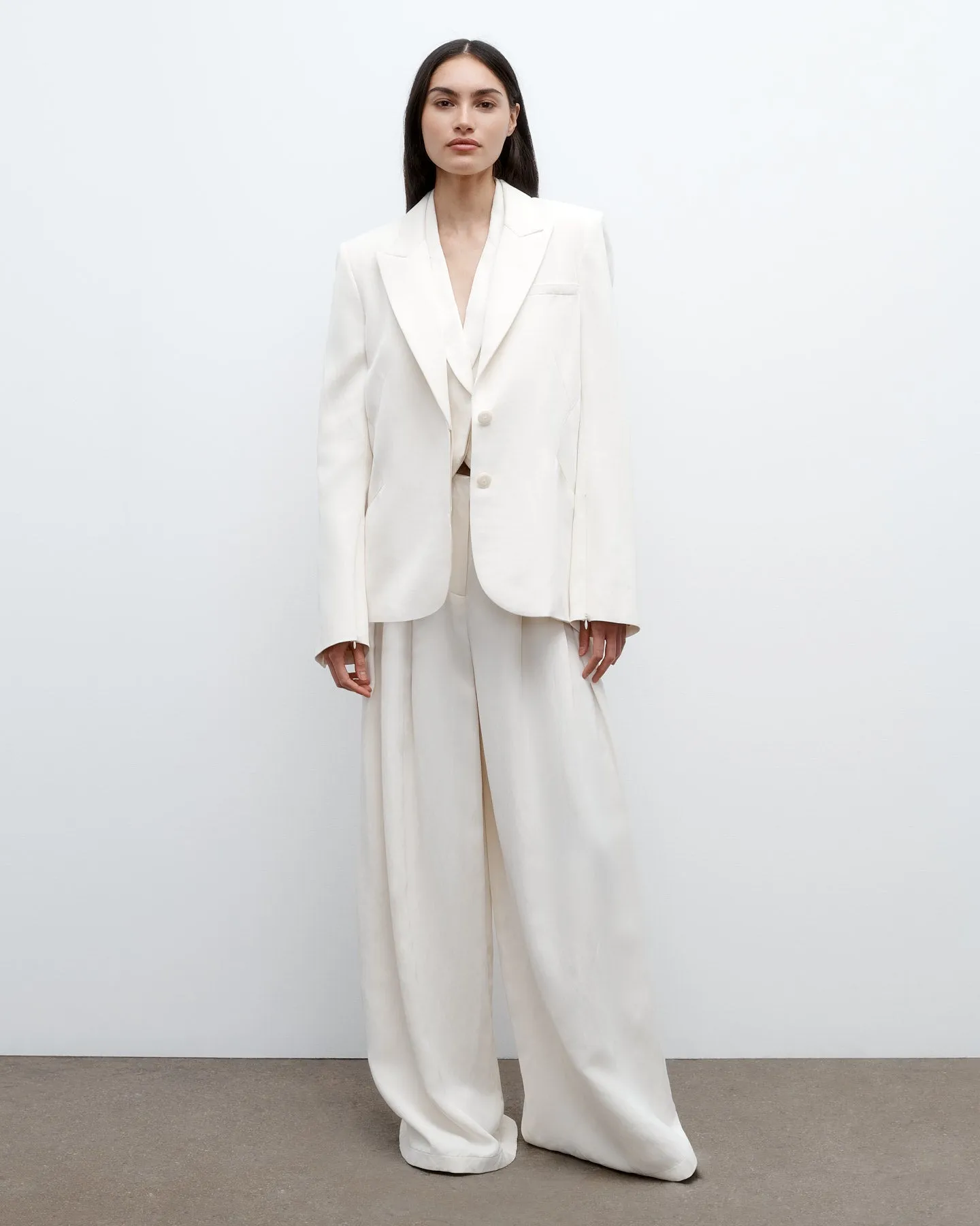 Perfect Boyfriend Blazer in Coated Viscose Linen sold by TWP CLOTHING