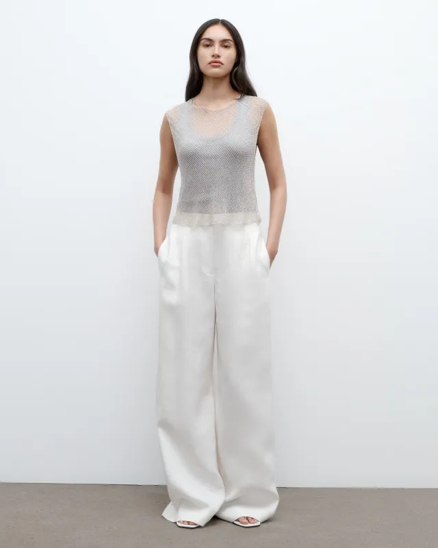 Mini Pleat Trouser in Washed Linen Suiting sold by TWP CLOTHING