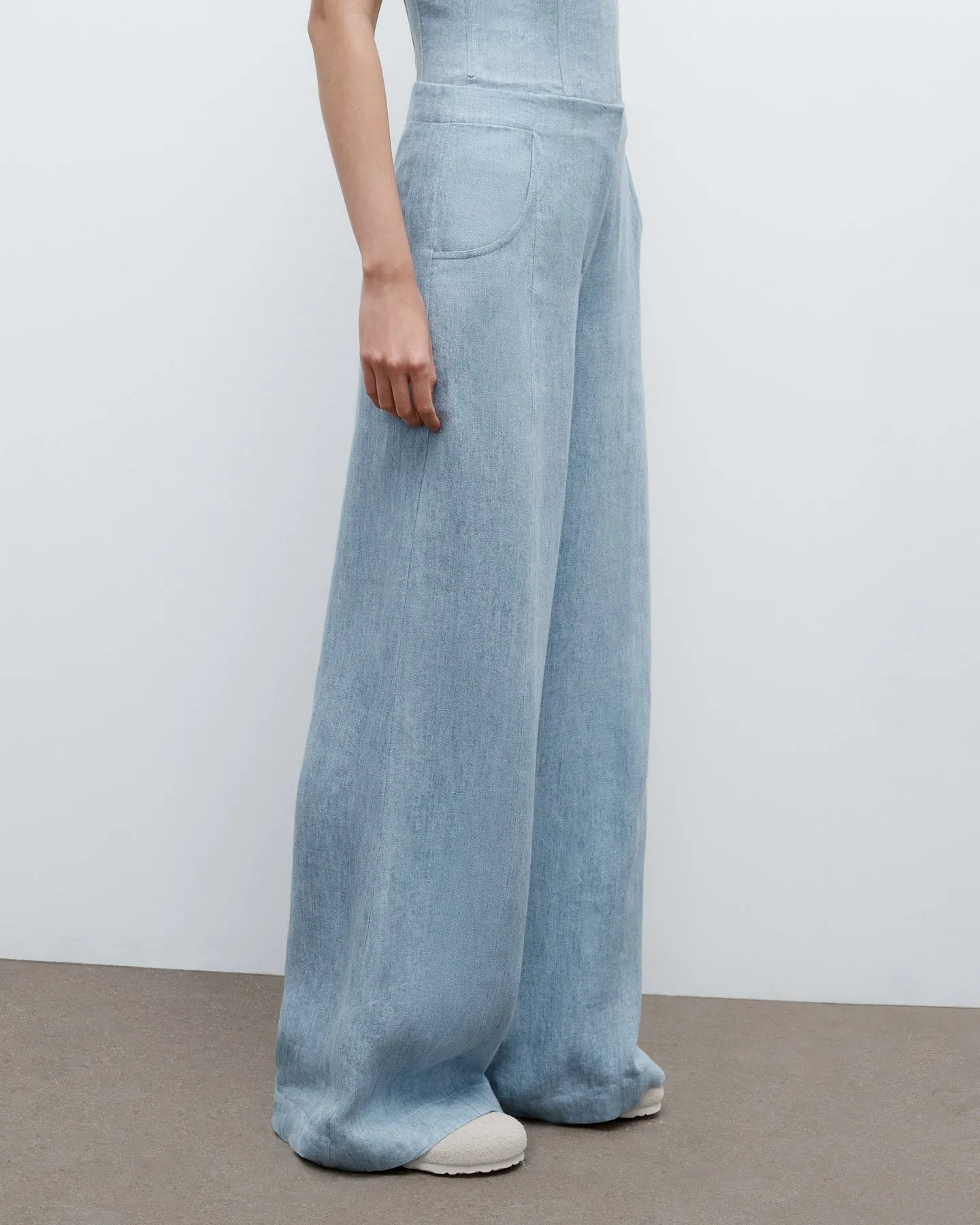 Demie Pant in Lightweight Washed Hemp Denim sold by TWP CLOTHING product image thumbnail 2