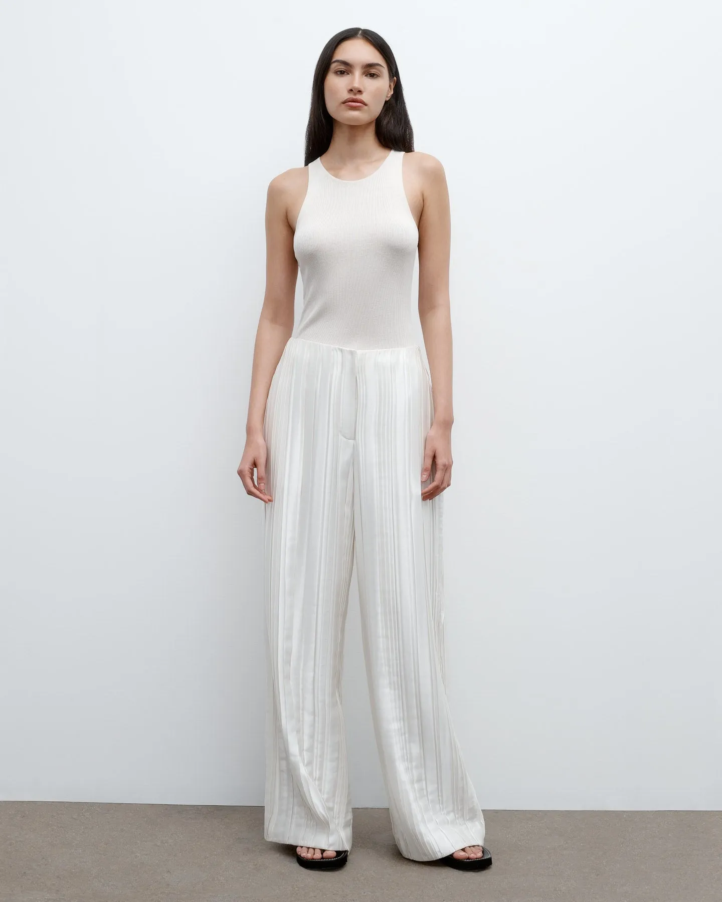 High Waisted Trouser in Crushed Silk Charmeuse sold by TWP CLOTHING