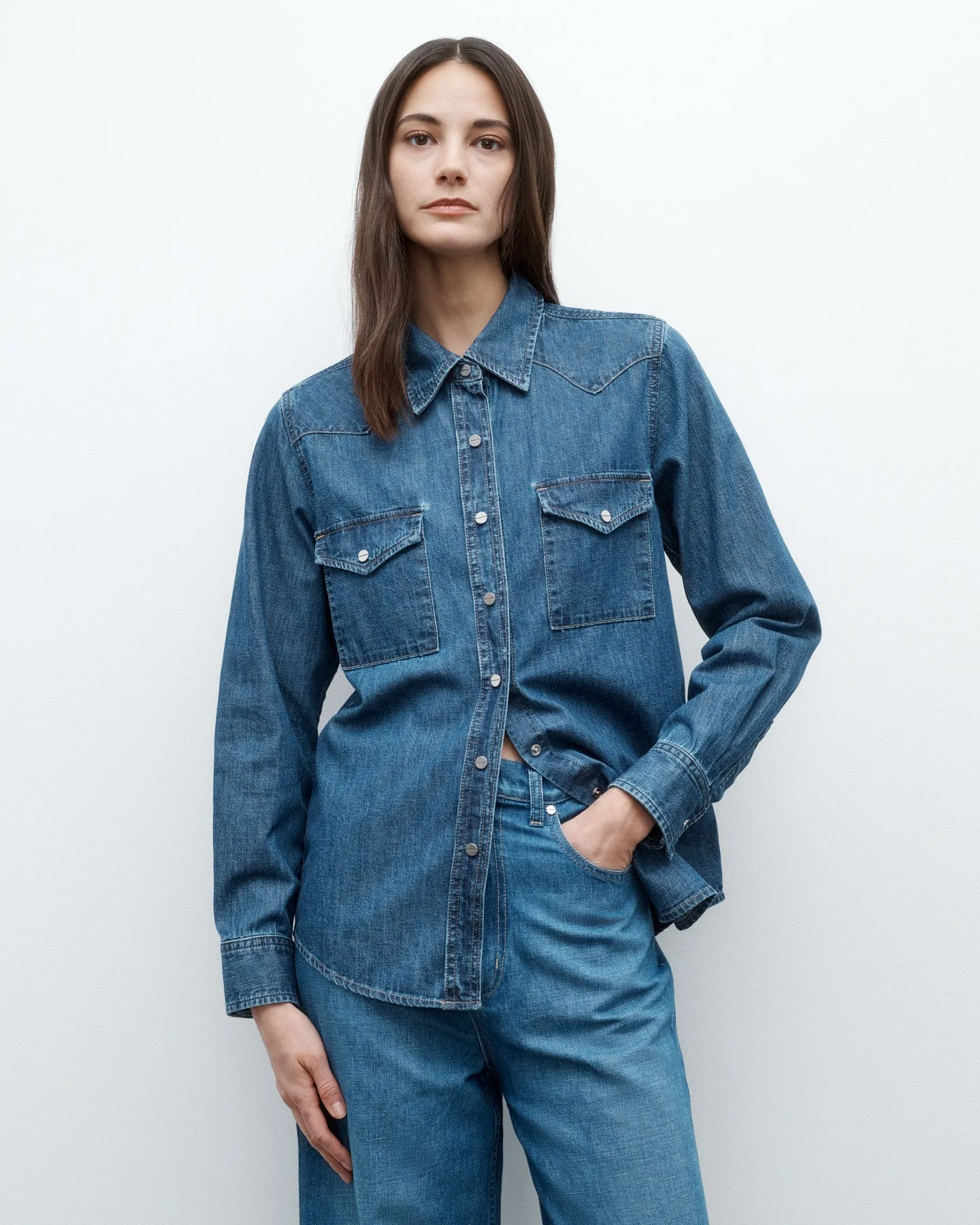 Cowboy Take Me Away Shirt in Denim Shirting sold by TWP CLOTHING