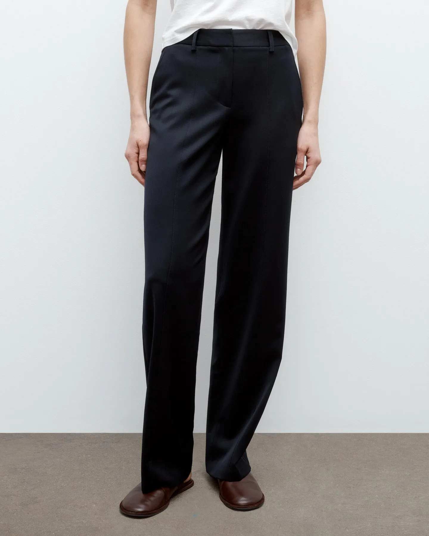 Elizabeth St. Pant in Satin Faced Wool Suiting sold by TWP CLOTHING