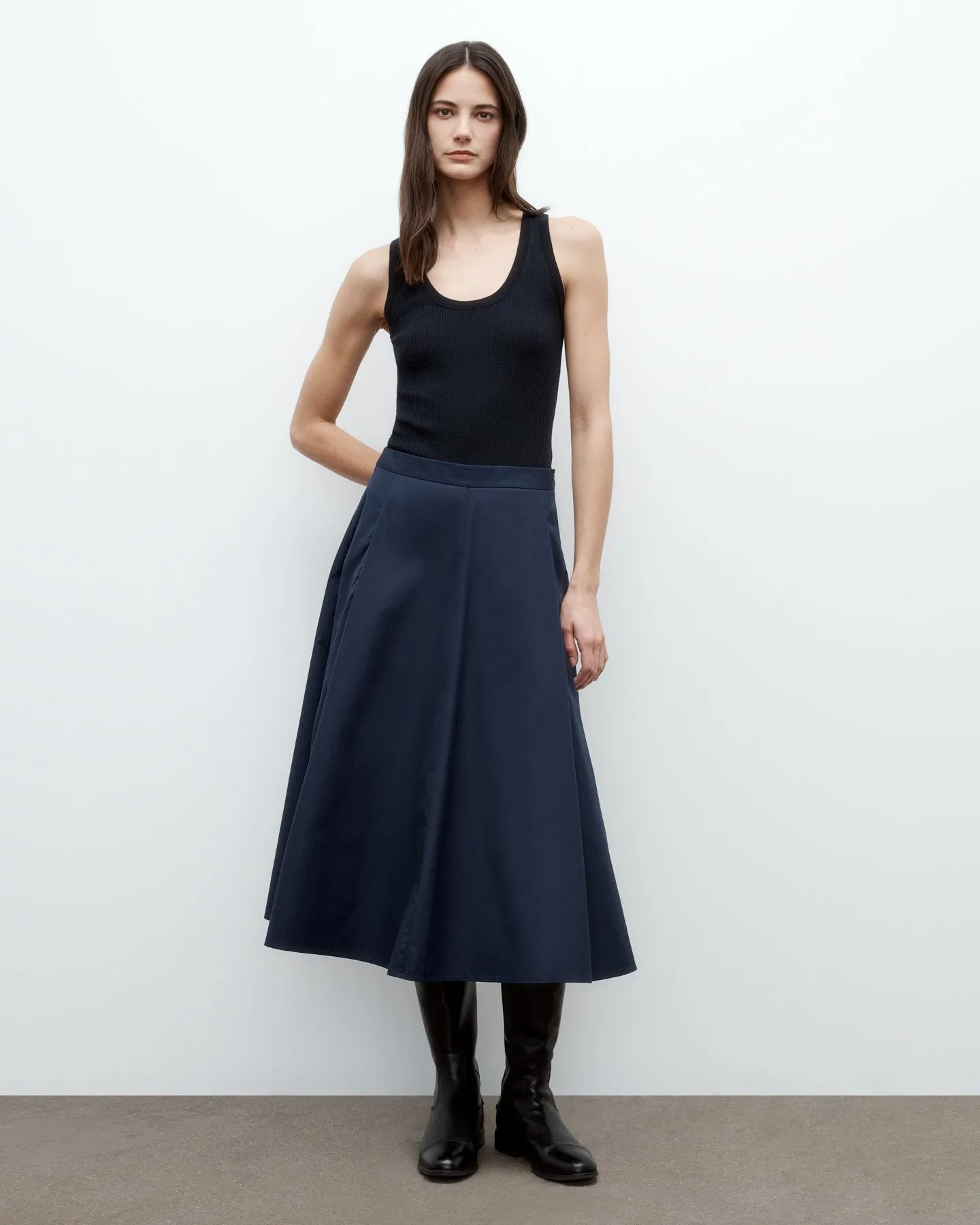 Midi House Skirt in Super Compact Poplin sold by TWP CLOTHING