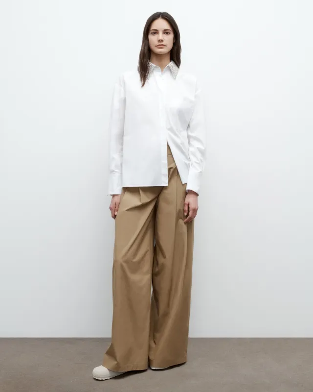 E.B. Shirt with Crystal Collar in Super Compact Poplin sold by TWP CLOTHING