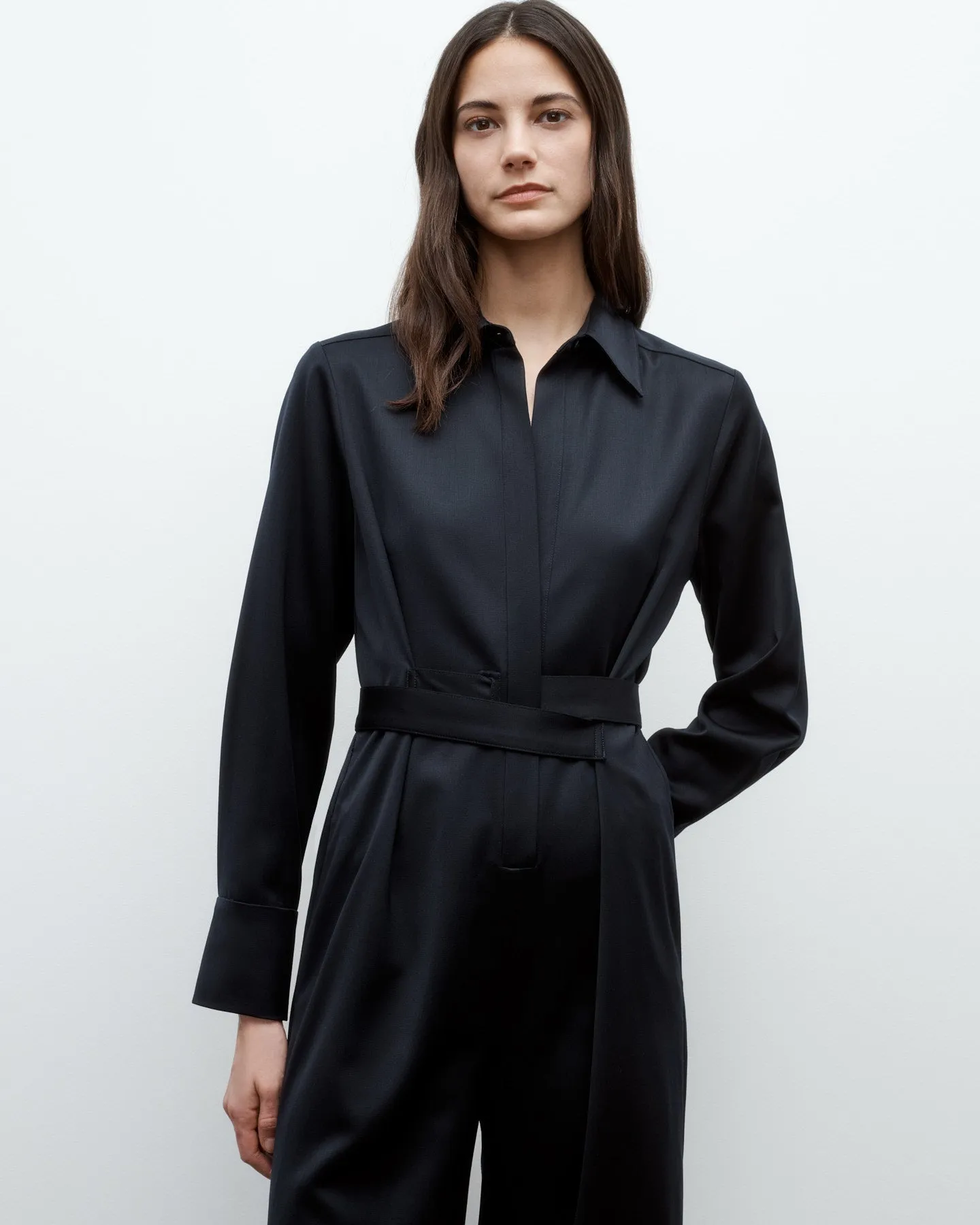 All Night Long Jumpsuit in Satin Faced Wool Suiting sold by TWP CLOTHING product image thumbnail 3