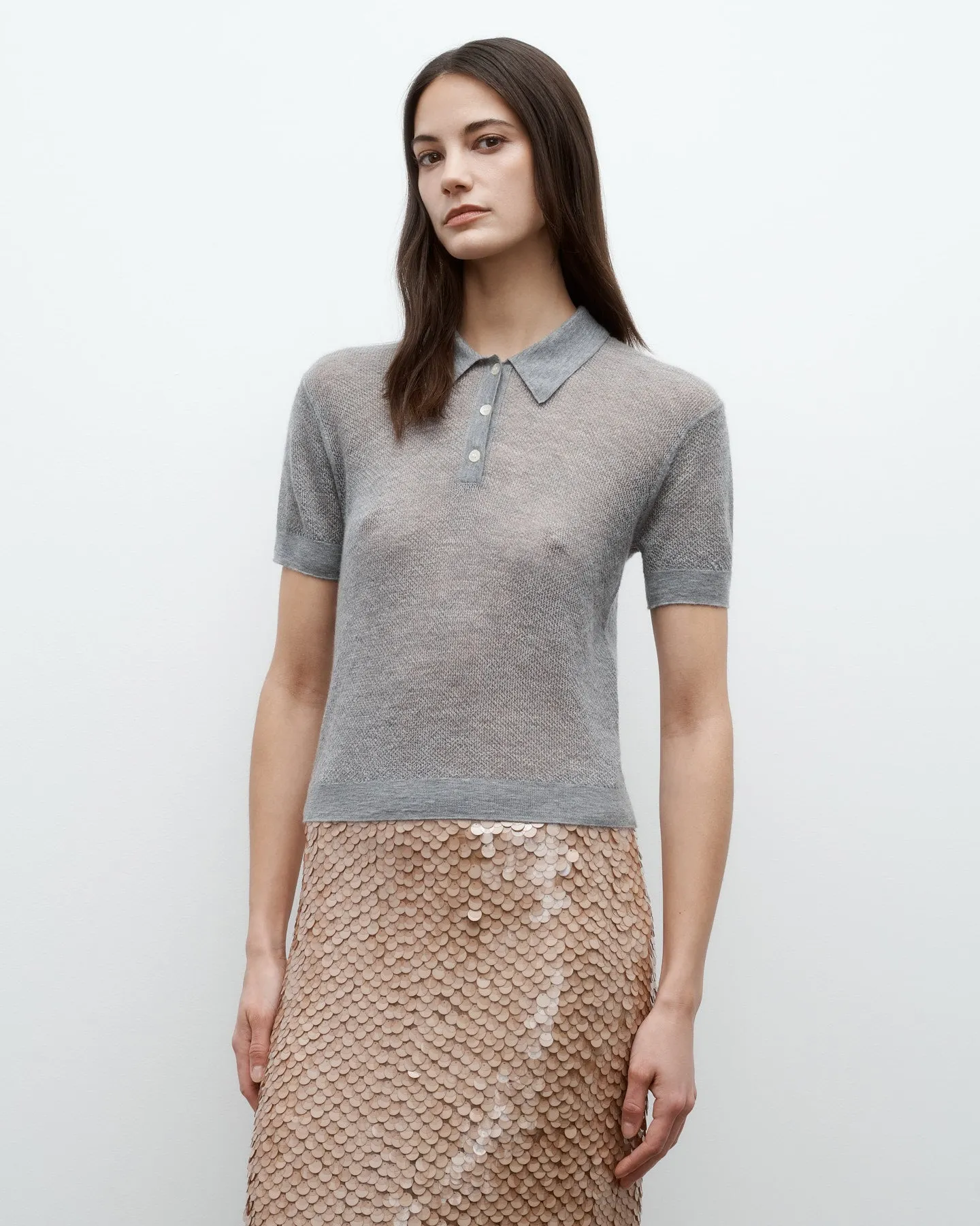 Gauze Polo in Superfine Cashmere sold by TWP CLOTHING product image thumbnail 3