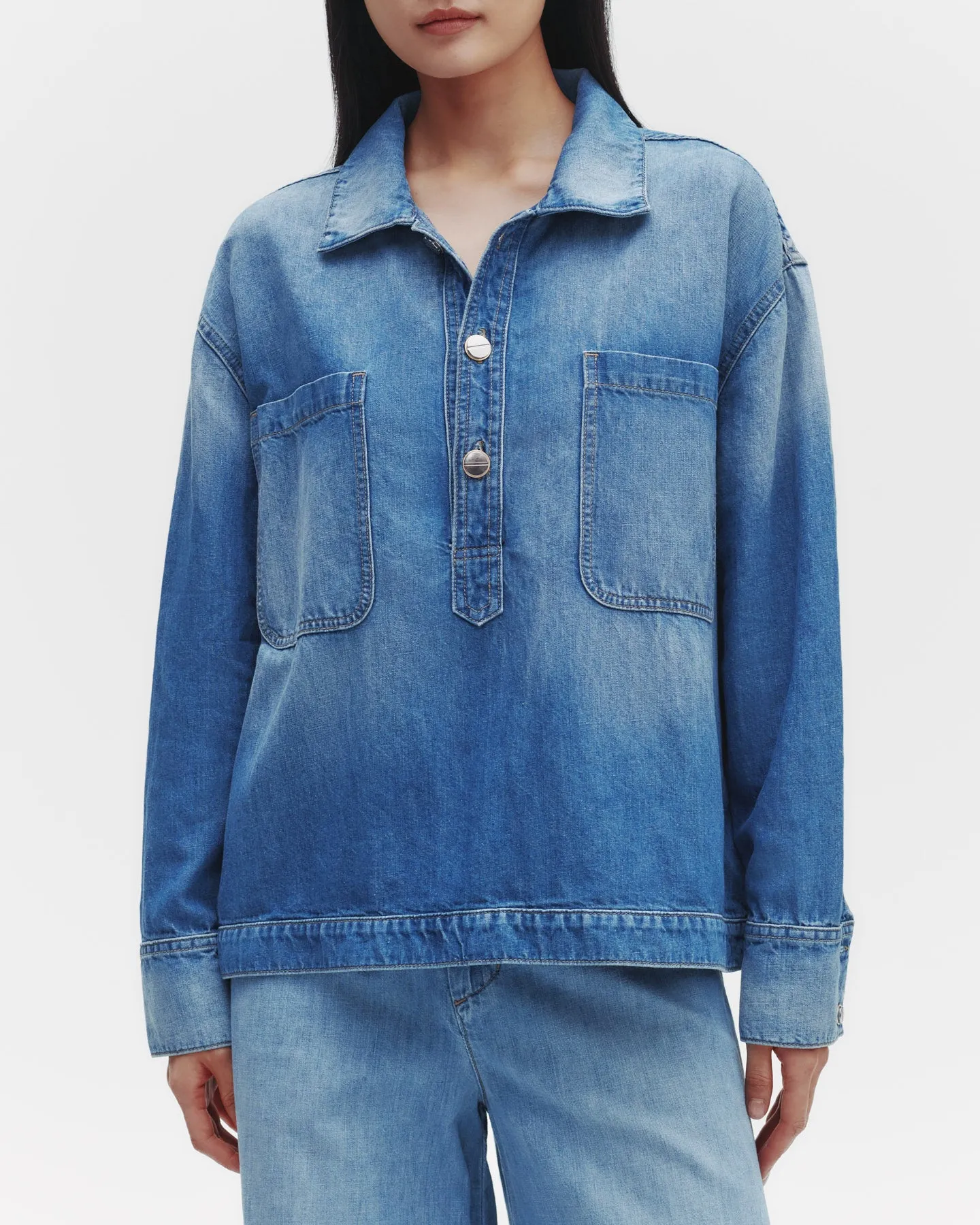 At Ease Popover in Linen Cotton Denim sold by TWP CLOTHING