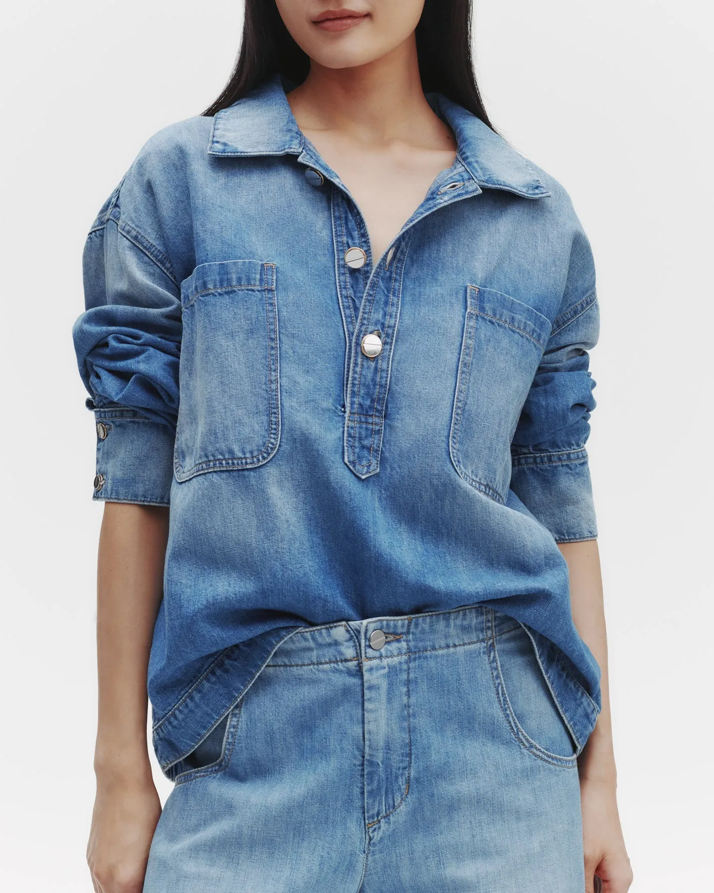 At Ease Popover in Linen Cotton Denim sold by TWP CLOTHING product image thumbnail 5