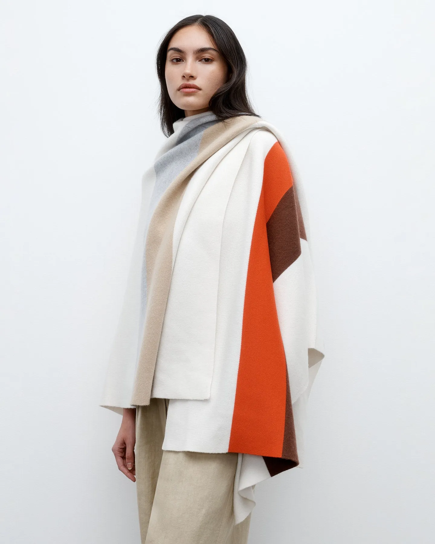 Double Striped Poncho in Cashmere sold by TWP CLOTHING