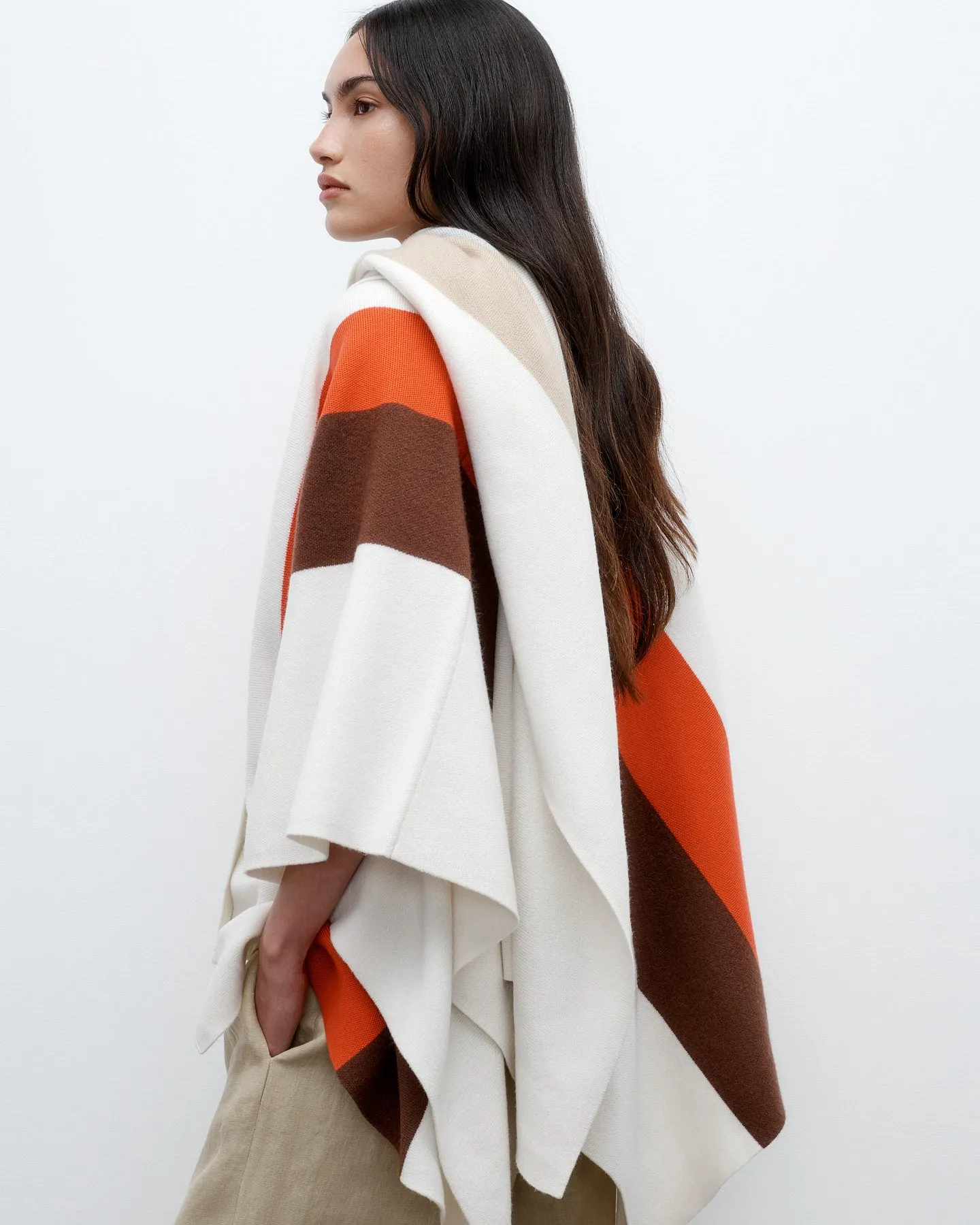 Double Striped Poncho in Cashmere sold by TWP CLOTHING product image thumbnail 2
