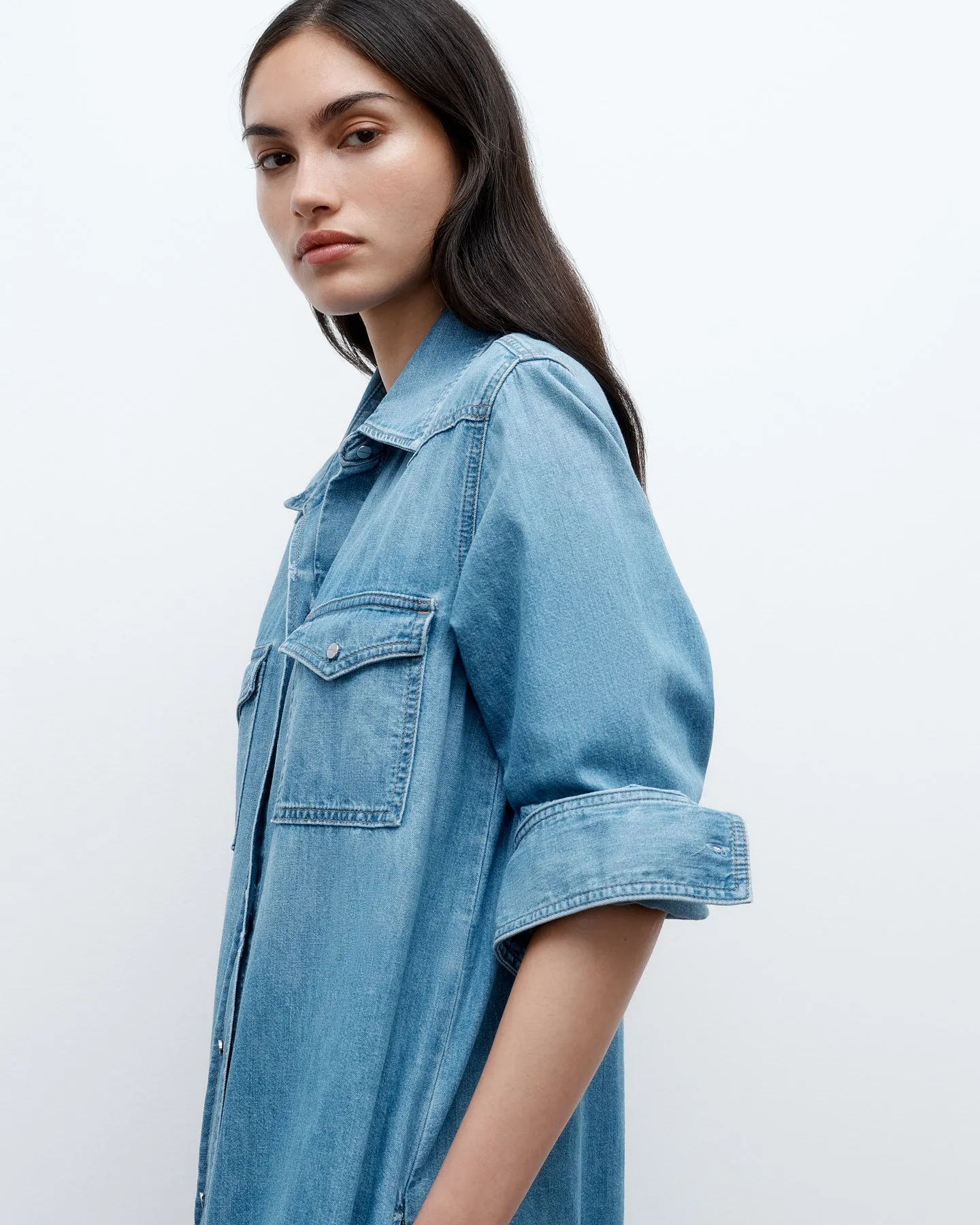 Cowboy Maxi Dress in Denim Shirting sold by TWP CLOTHING product image thumbnail 3