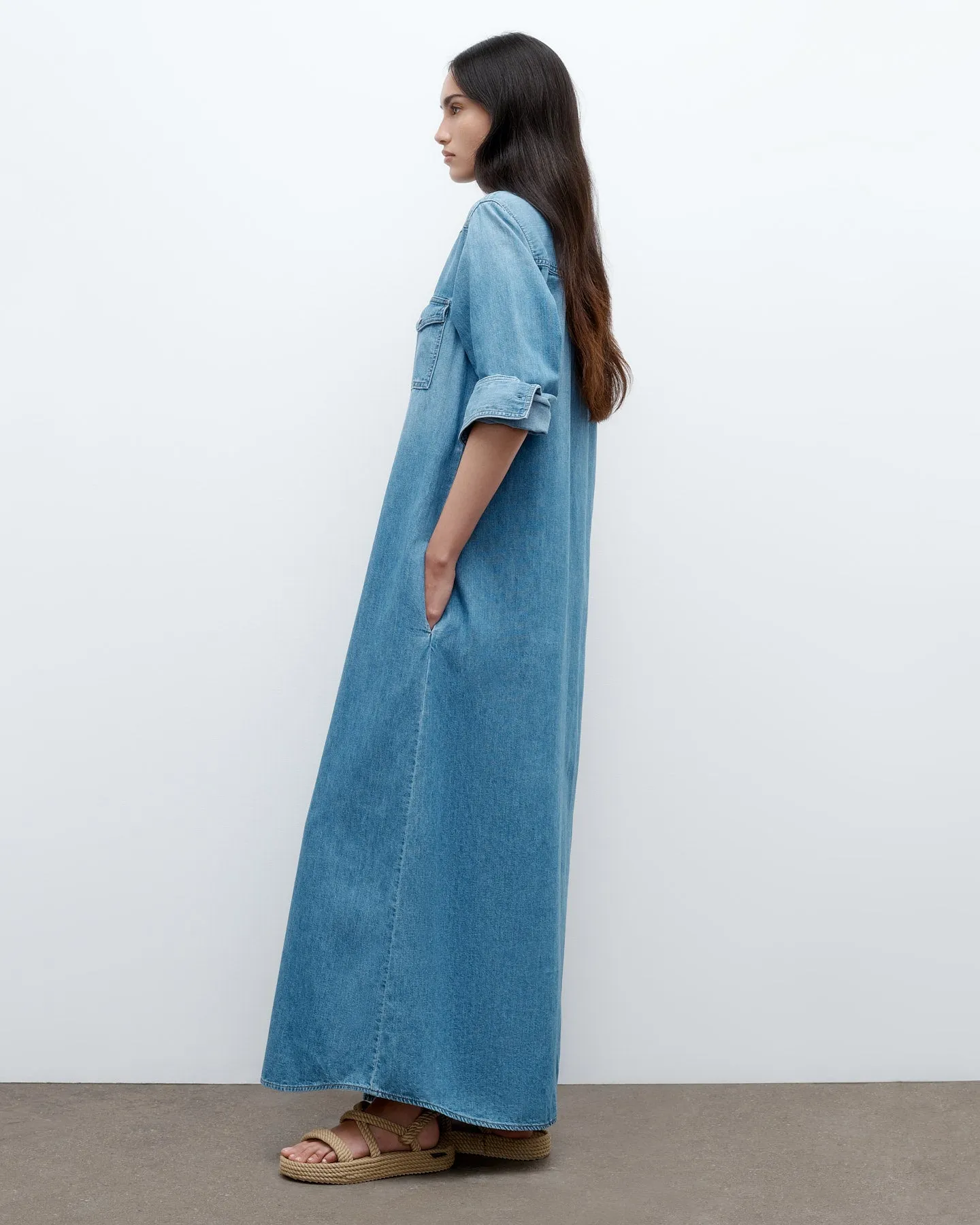Cowboy Maxi Dress in Denim Shirting sold by TWP CLOTHING product image thumbnail 4