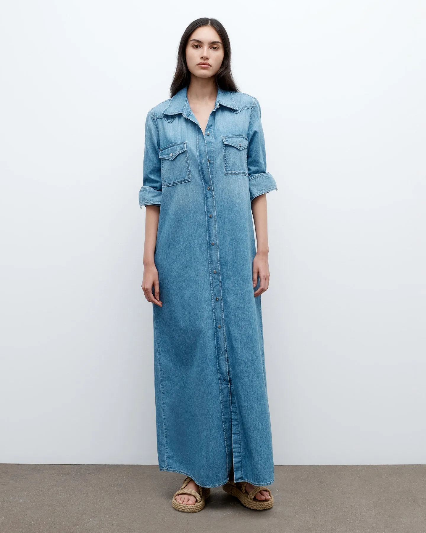 Cowboy Maxi Dress in Denim Shirting sold by TWP CLOTHING product image thumbnail 2