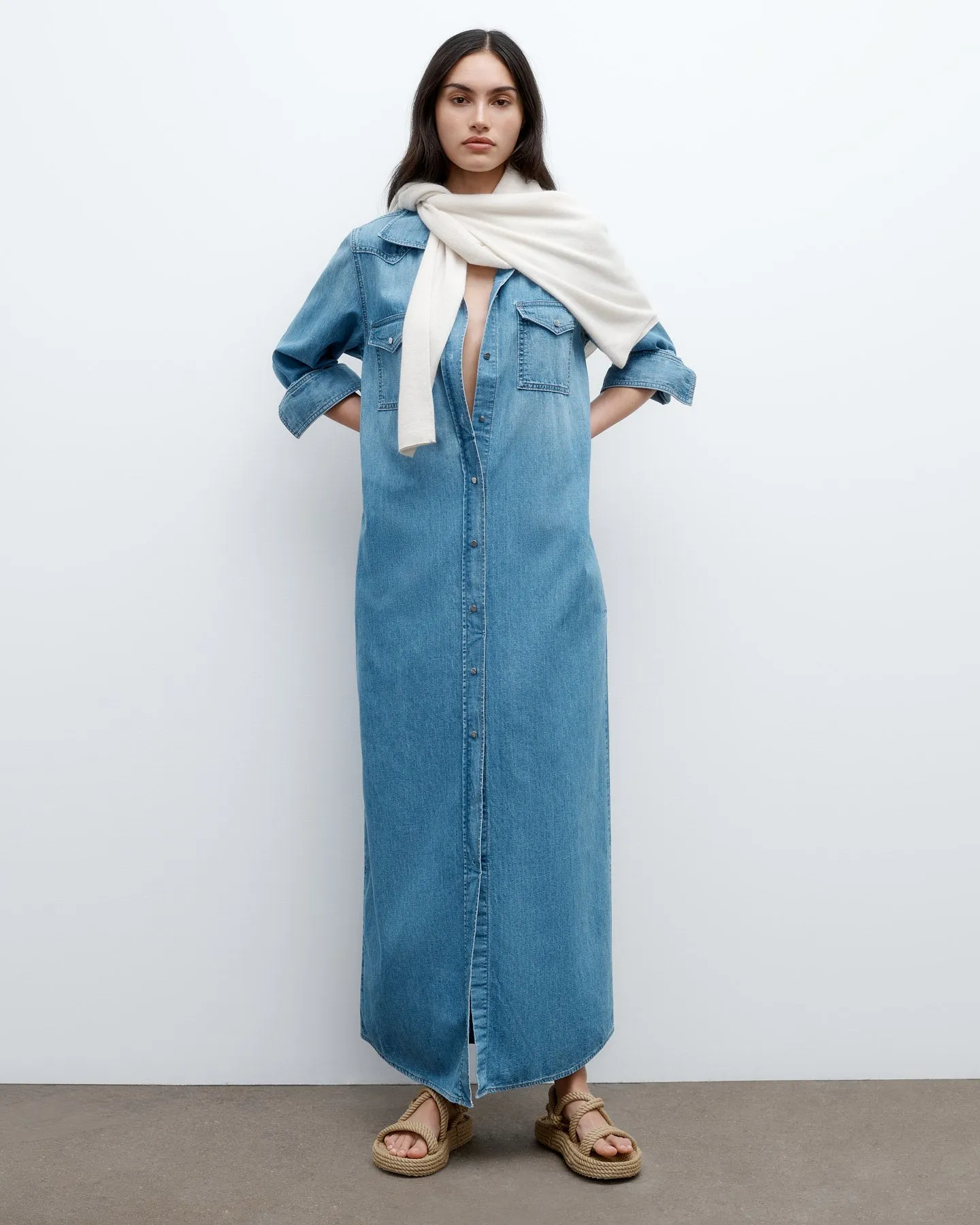 Cowboy Maxi Dress in Denim Shirting sold by TWP CLOTHING