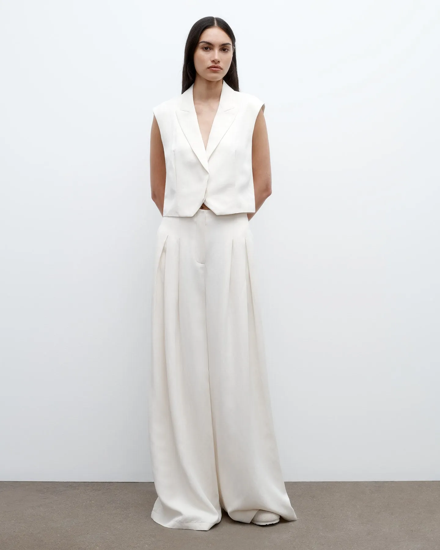 Drew Pant in Coated Viscose Linen sold by TWP CLOTHING