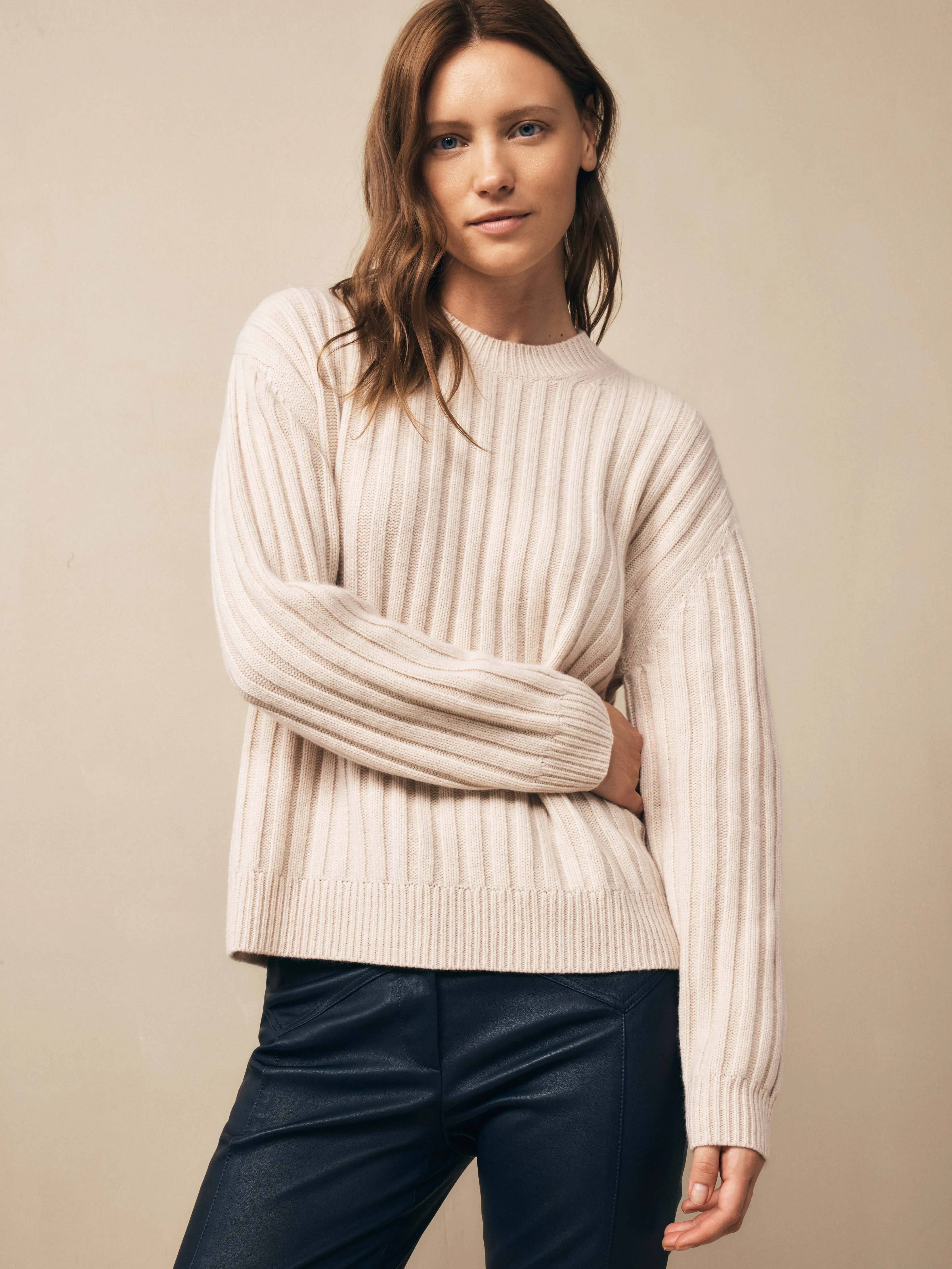 Ribbed Boy Crewneck in Cashmere sold by TWP CLOTHING