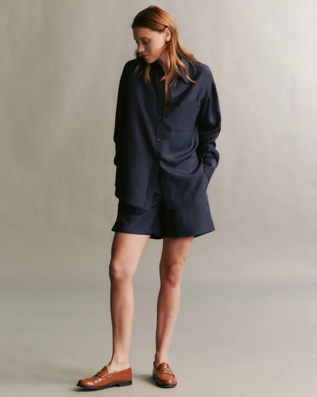 Champ short in washed silk habotai sold by TWP CLOTHING