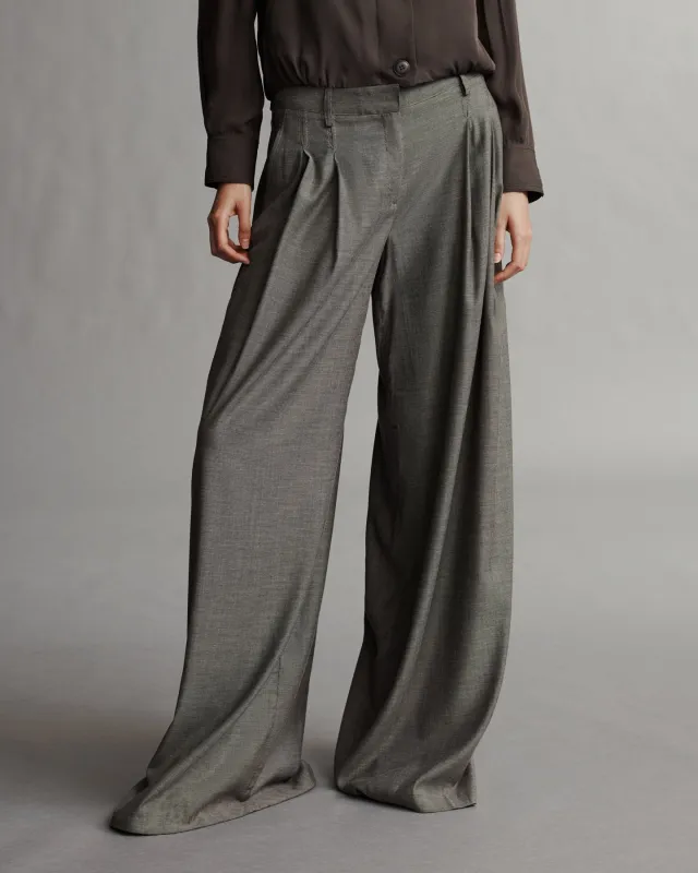 Didi Pant in Chintzed Tux Cloth sold by TWP CLOTHING