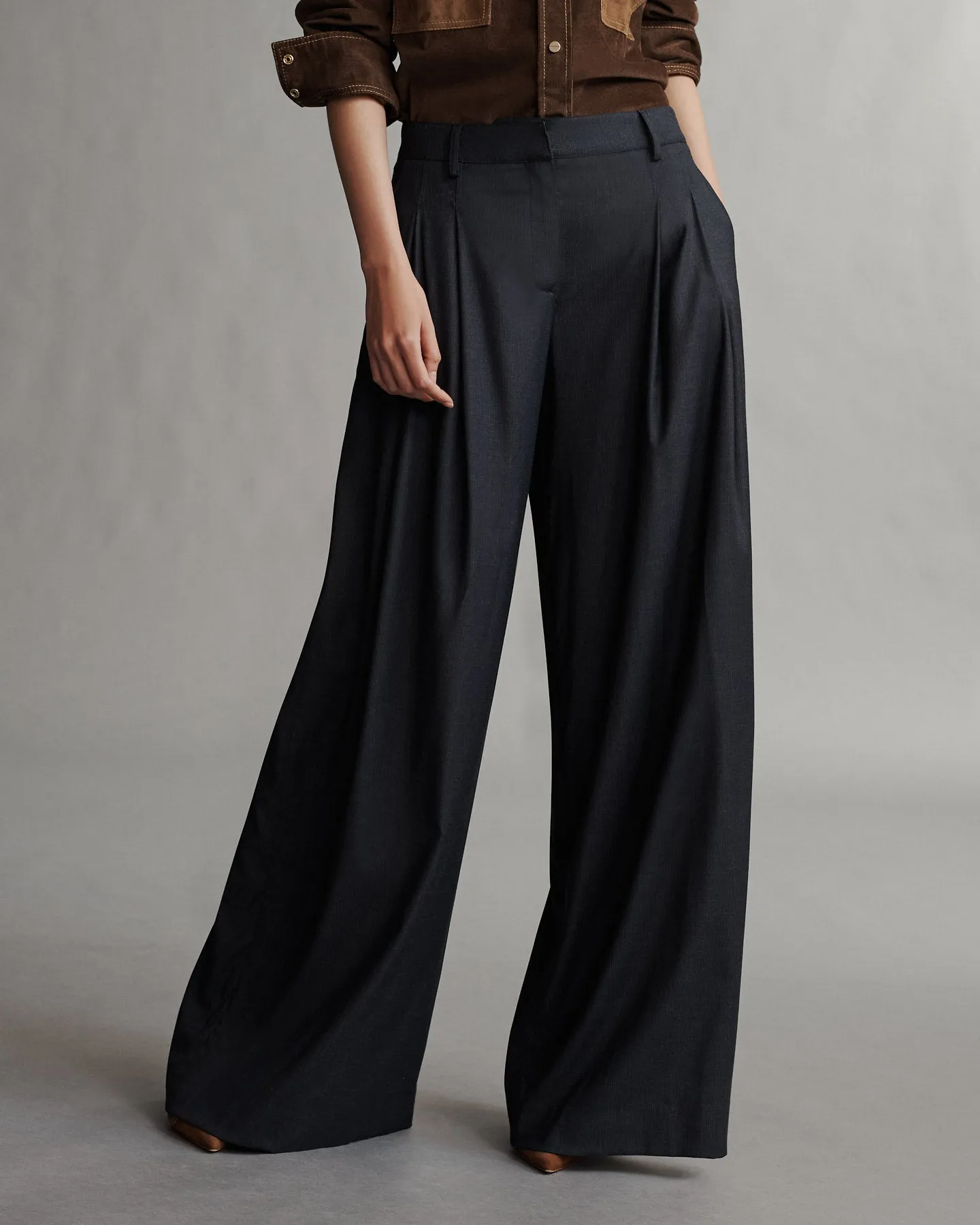 Didi Pant in Chintzed Pinstripe Suiting sold by TWP CLOTHING