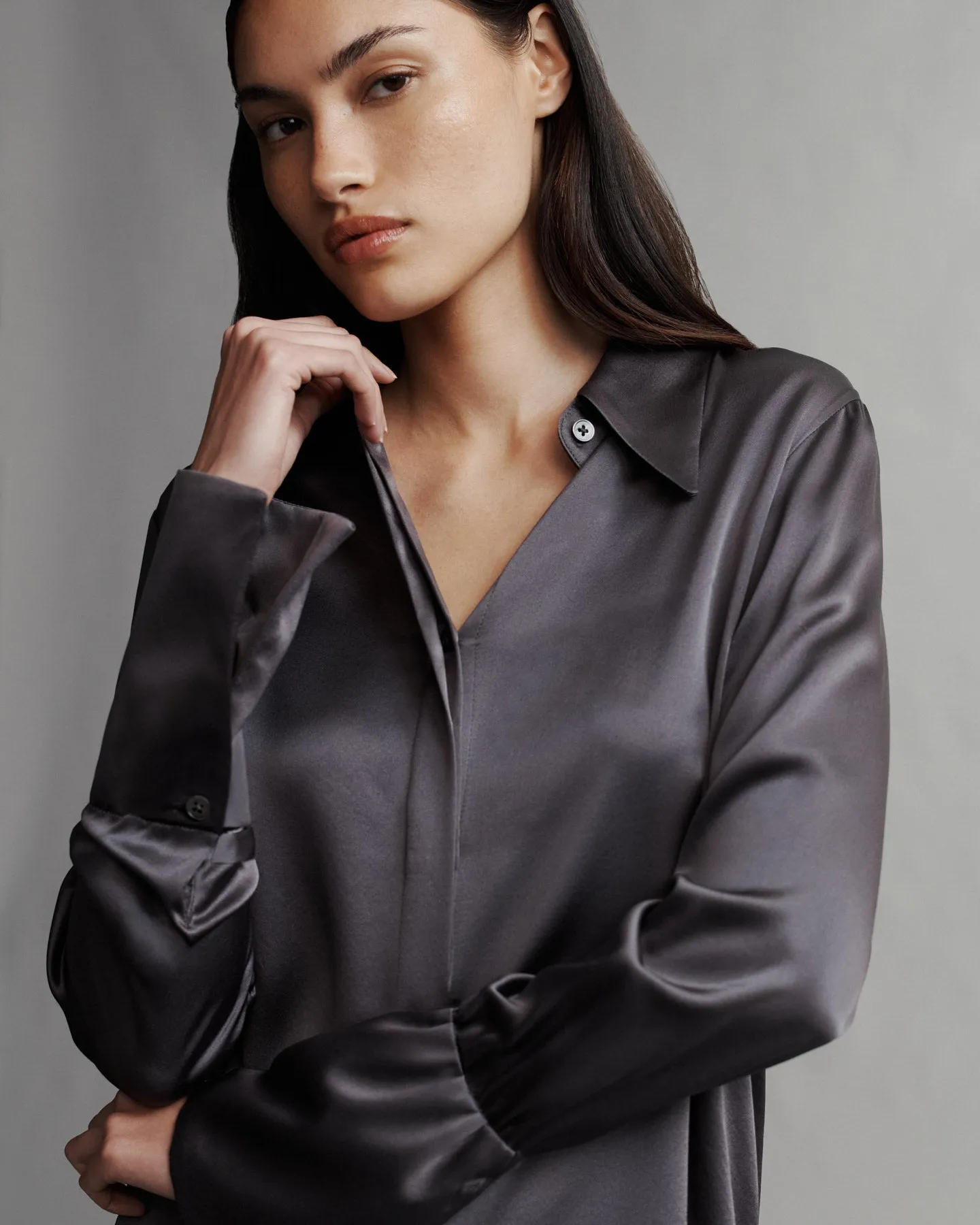 Object Of Affection Top With Sleeve Detail in Silk Charmeuse sold by TWP CLOTHING