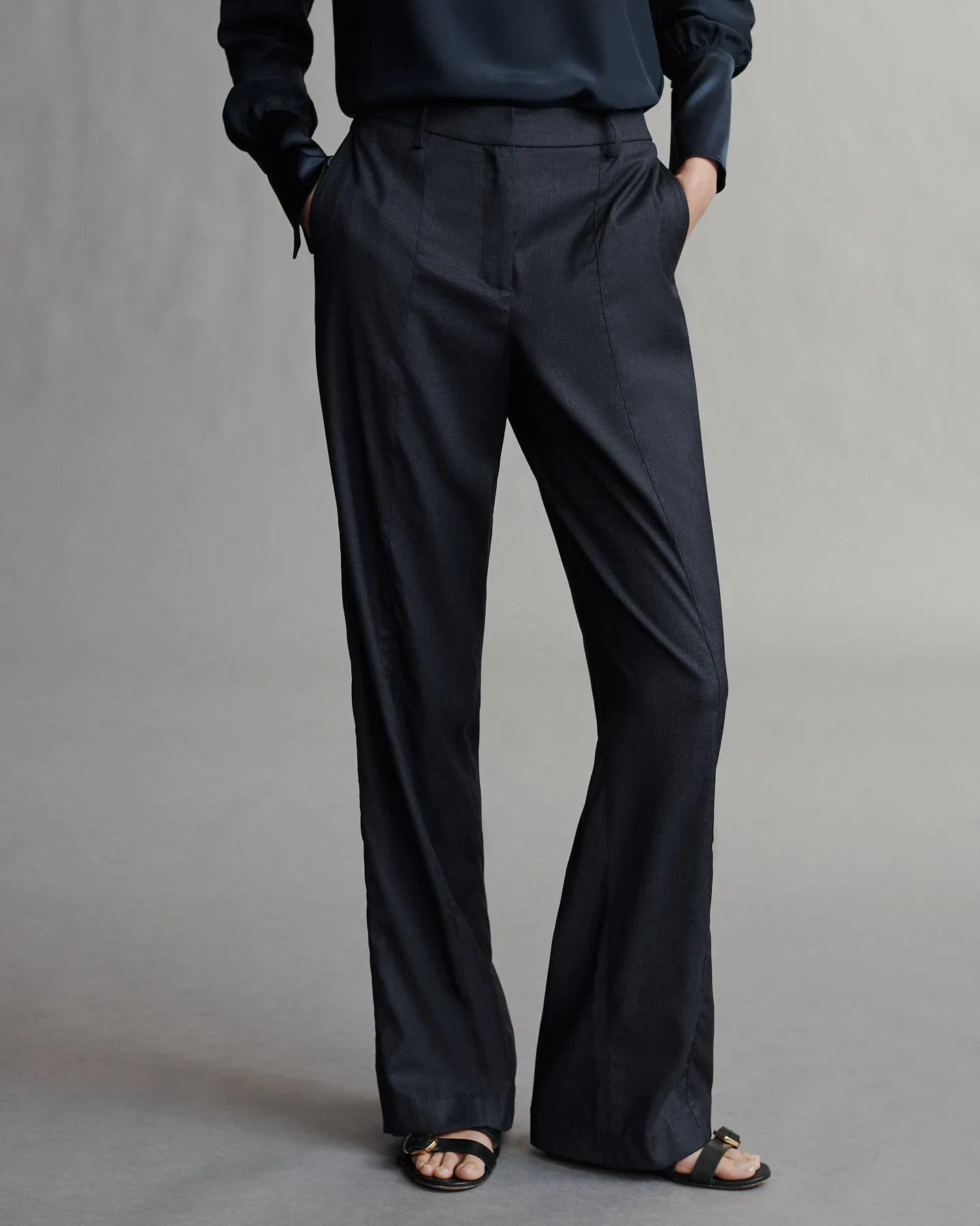 Elizabeth St. Pant in Chintzed Pinstripe Suiting sold by TWP CLOTHING