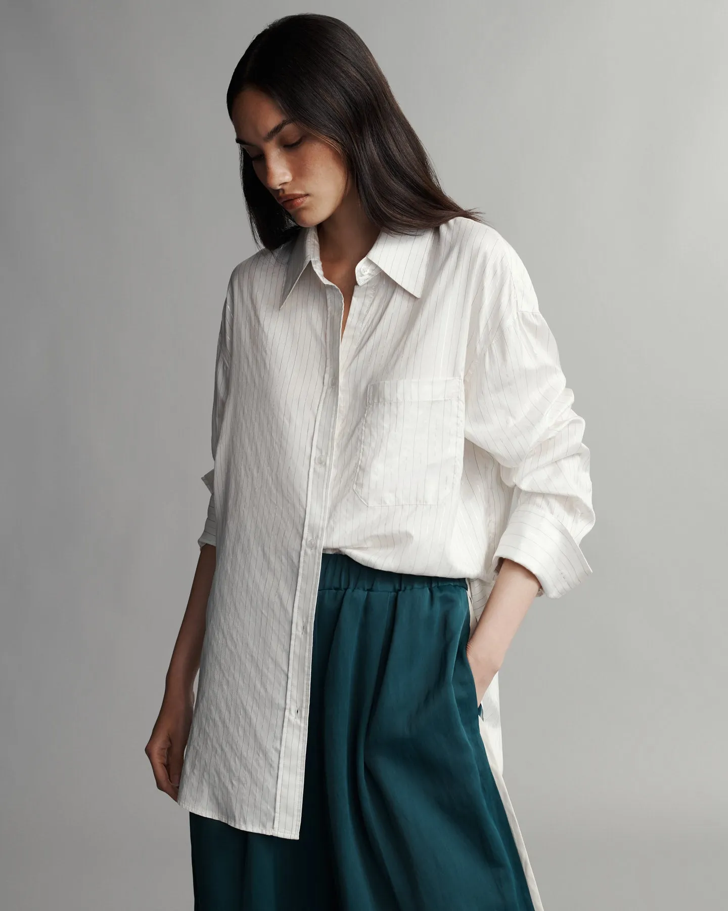 Big Joe Shirt in Silk Metallic Stripe sold by TWP CLOTHING product image thumbnail 2