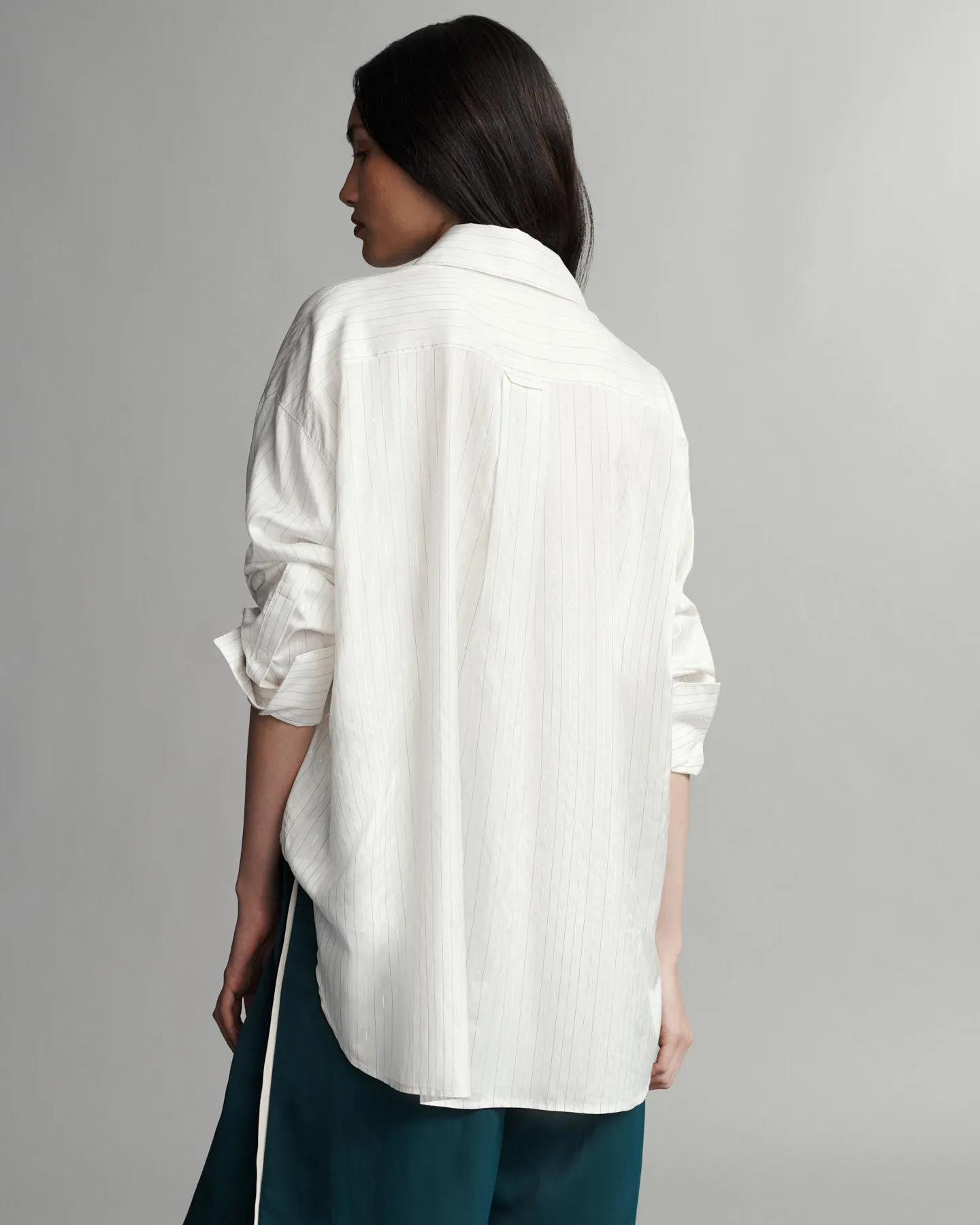 Big Joe Shirt in Silk Metallic Stripe sold by TWP CLOTHING product image thumbnail 5