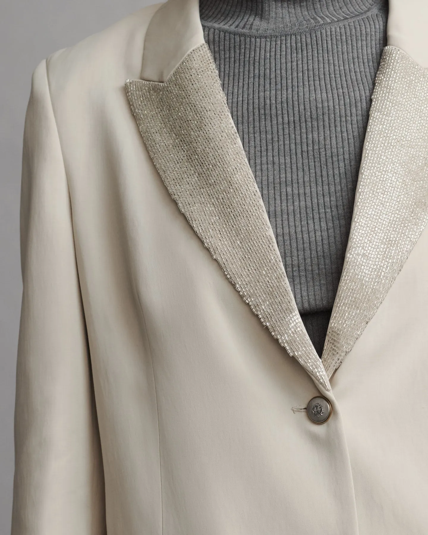 Sweet Pea Blazer With Beaded Lapel in Coated Viscose Linen sold by TWP CLOTHING product image thumbnail 4