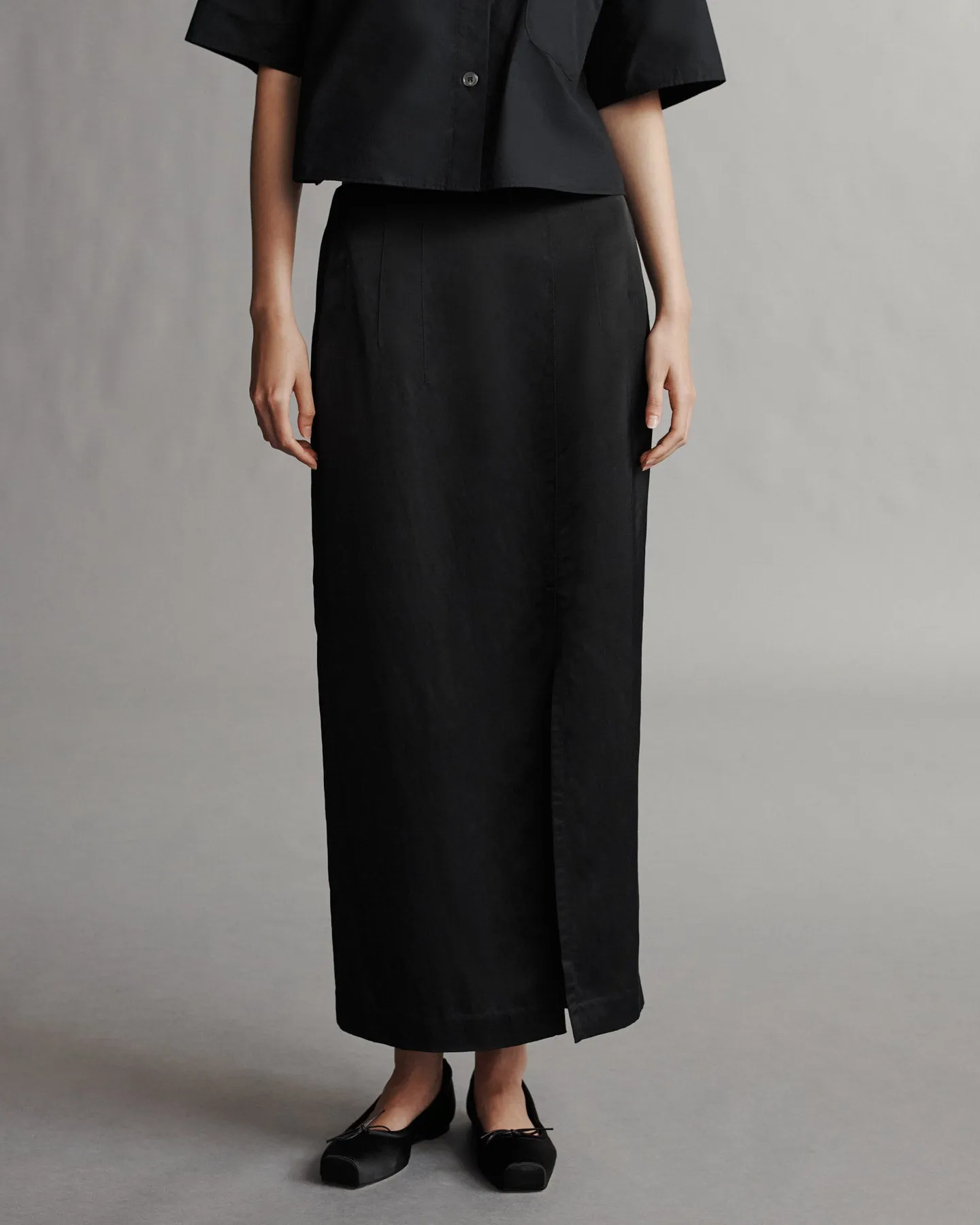 Ladylike Skirt in Coated Viscose Linen sold by TWP CLOTHING product image thumbnail 2