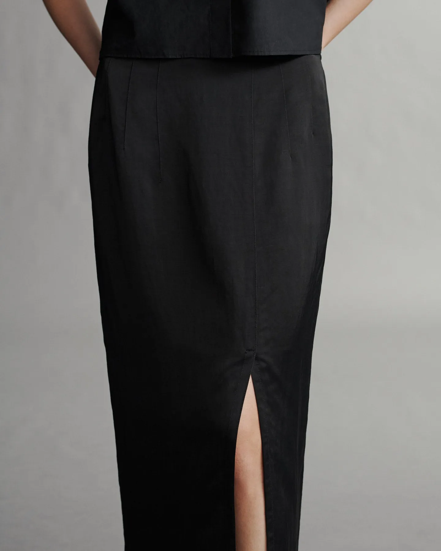 Ladylike Skirt in Coated Viscose Linen sold by TWP CLOTHING