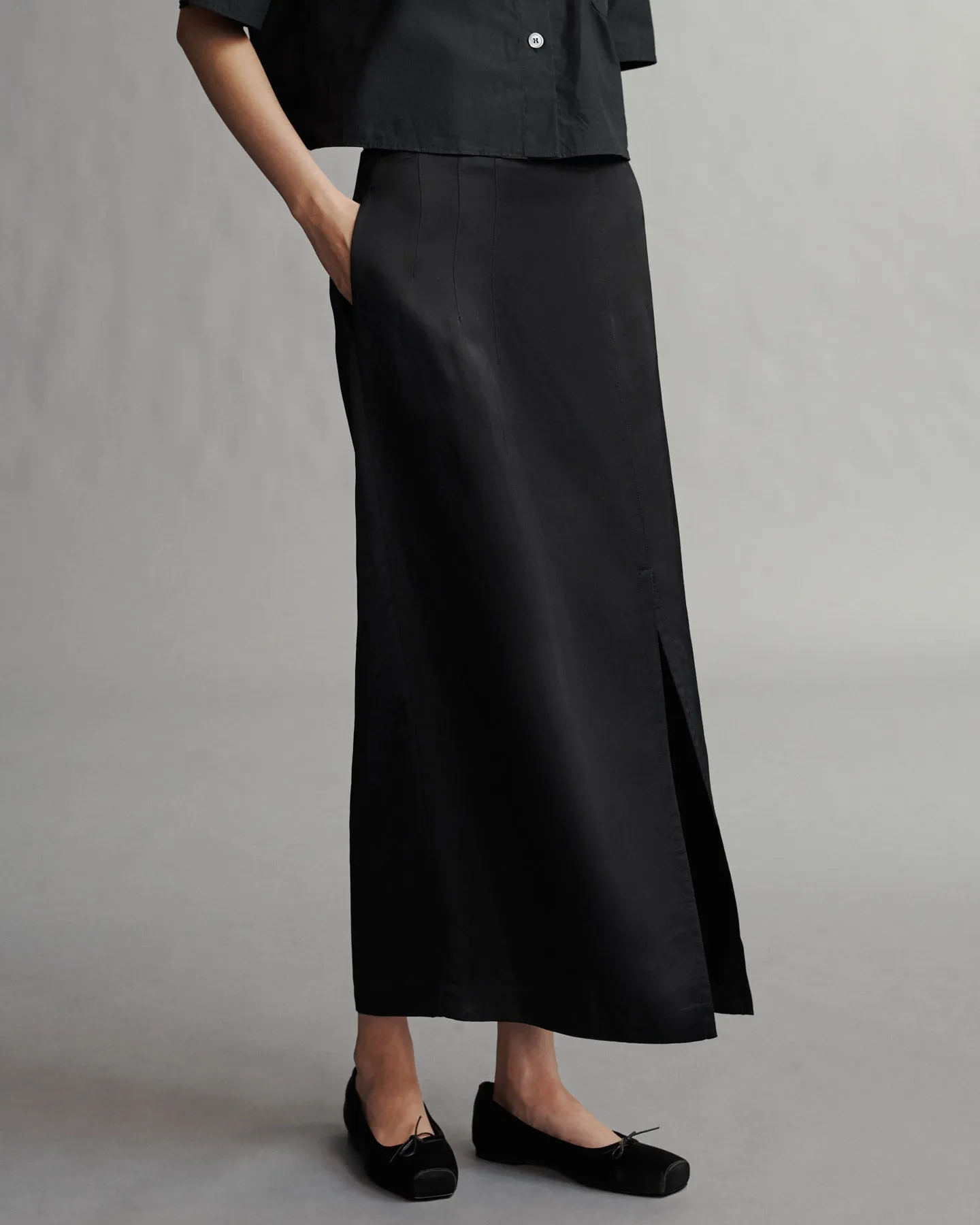 Ladylike Skirt in Coated Viscose Linen sold by TWP CLOTHING product image thumbnail 3