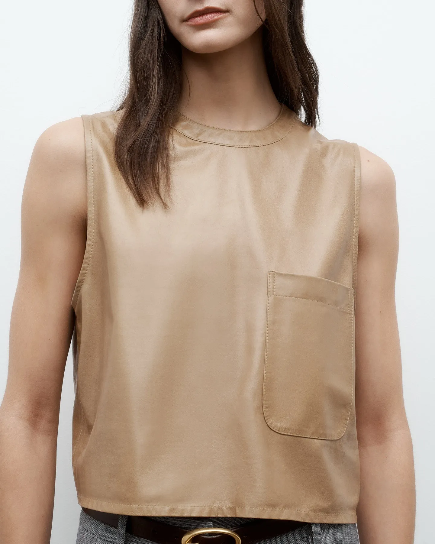 Cropped Muscle Tank in Paper Leather sold by TWP CLOTHING product image thumbnail 3