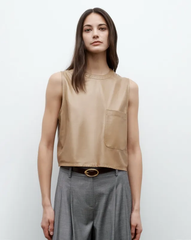 Cropped Muscle Tank in Paper Leather sold by TWP CLOTHING