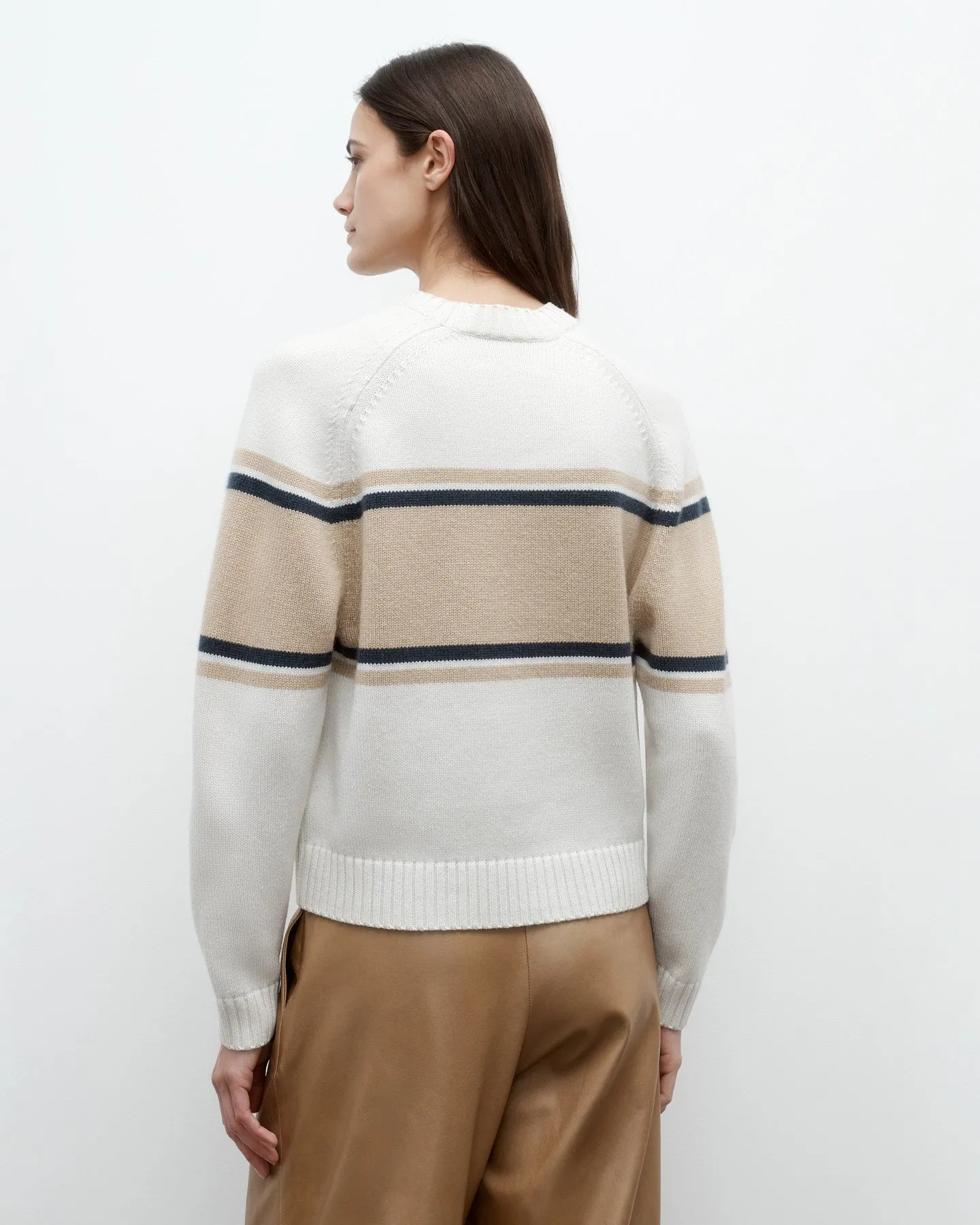 Saddle Crewneck with Stripes in Italian Cashmere sold by TWP CLOTHING product image thumbnail 4