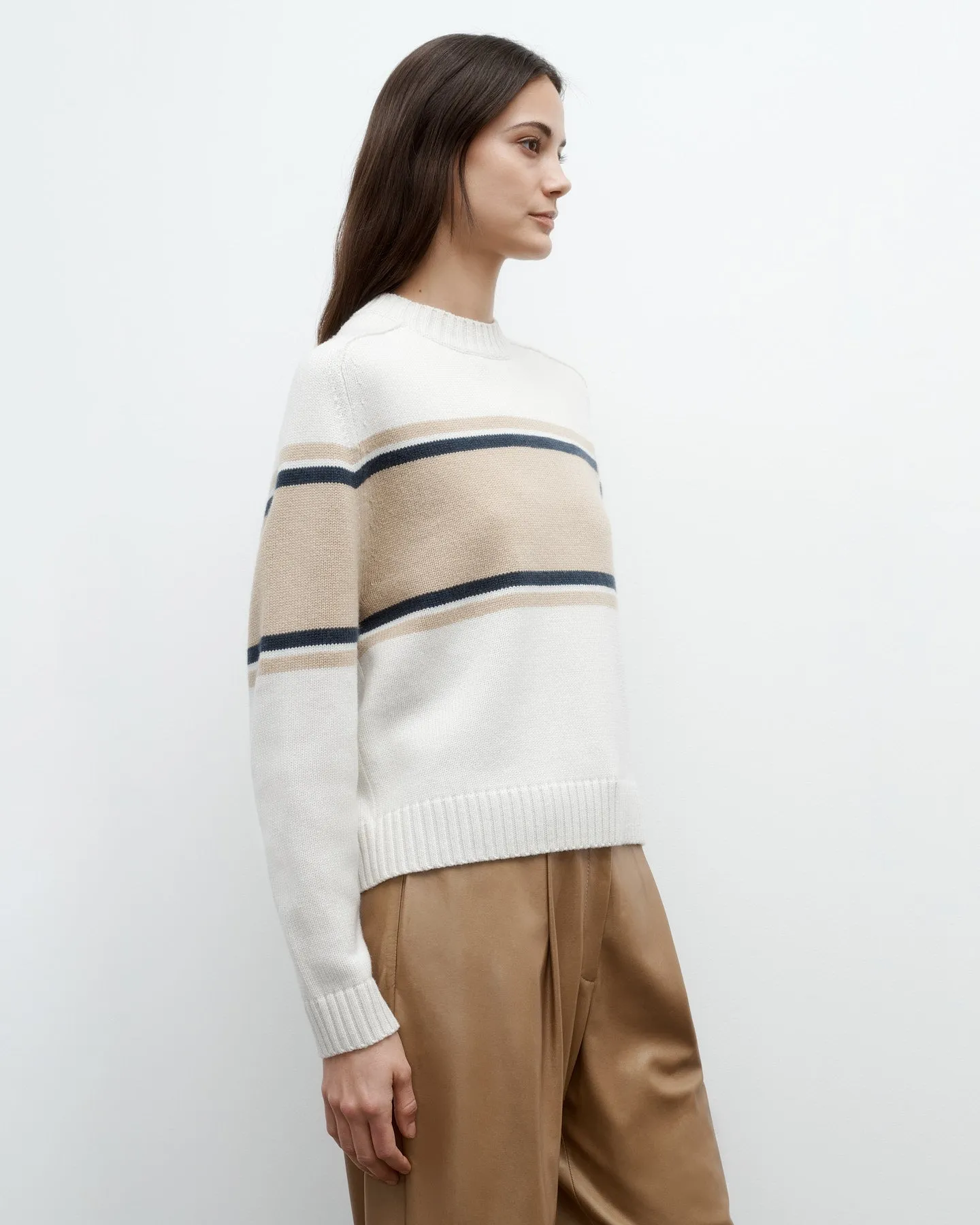 Saddle Crewneck with Stripes in Italian Cashmere sold by TWP CLOTHING product image thumbnail 3