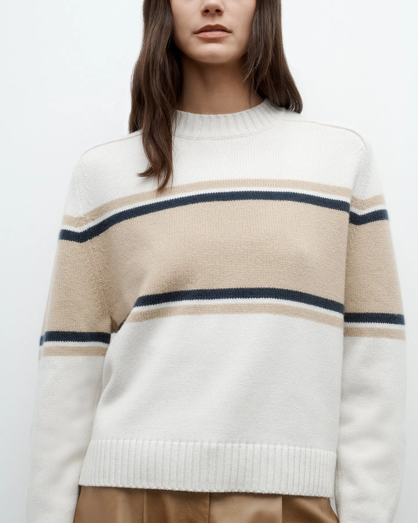 Saddle Crewneck with Stripes in Italian Cashmere sold by TWP CLOTHING product image thumbnail 2