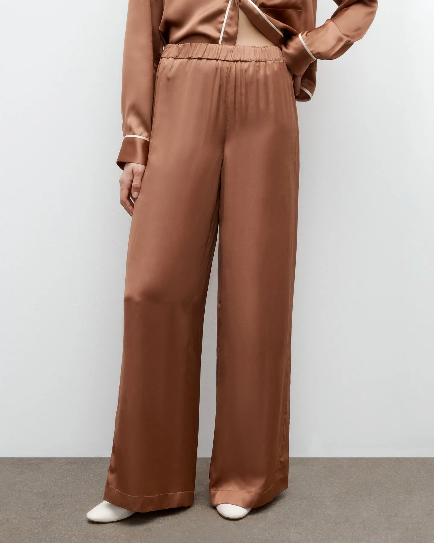 Eve PJ Pant in Shiny Satin sold by TWP CLOTHING